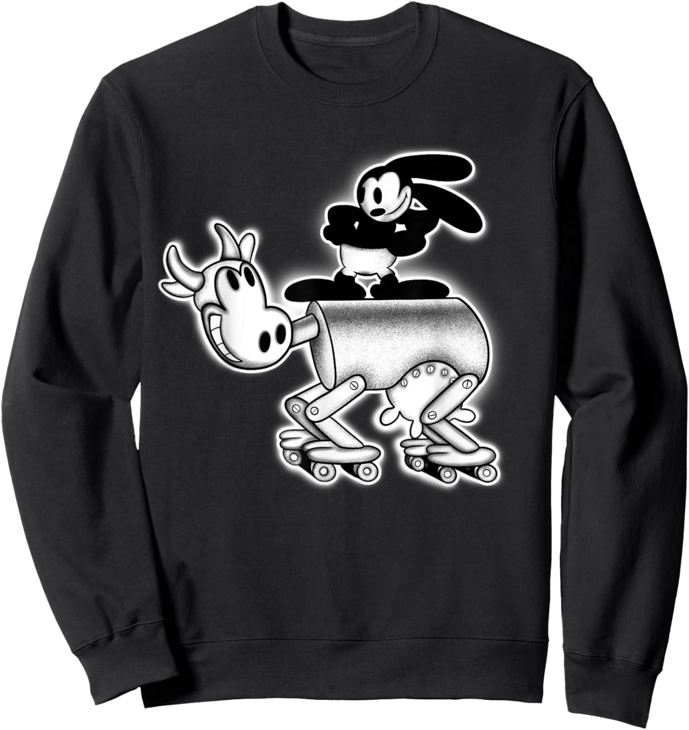 Oswald Rabbit in The Mechanical Cow x 1927 Cartoon Sweatshirt - Sweatshirt | Black