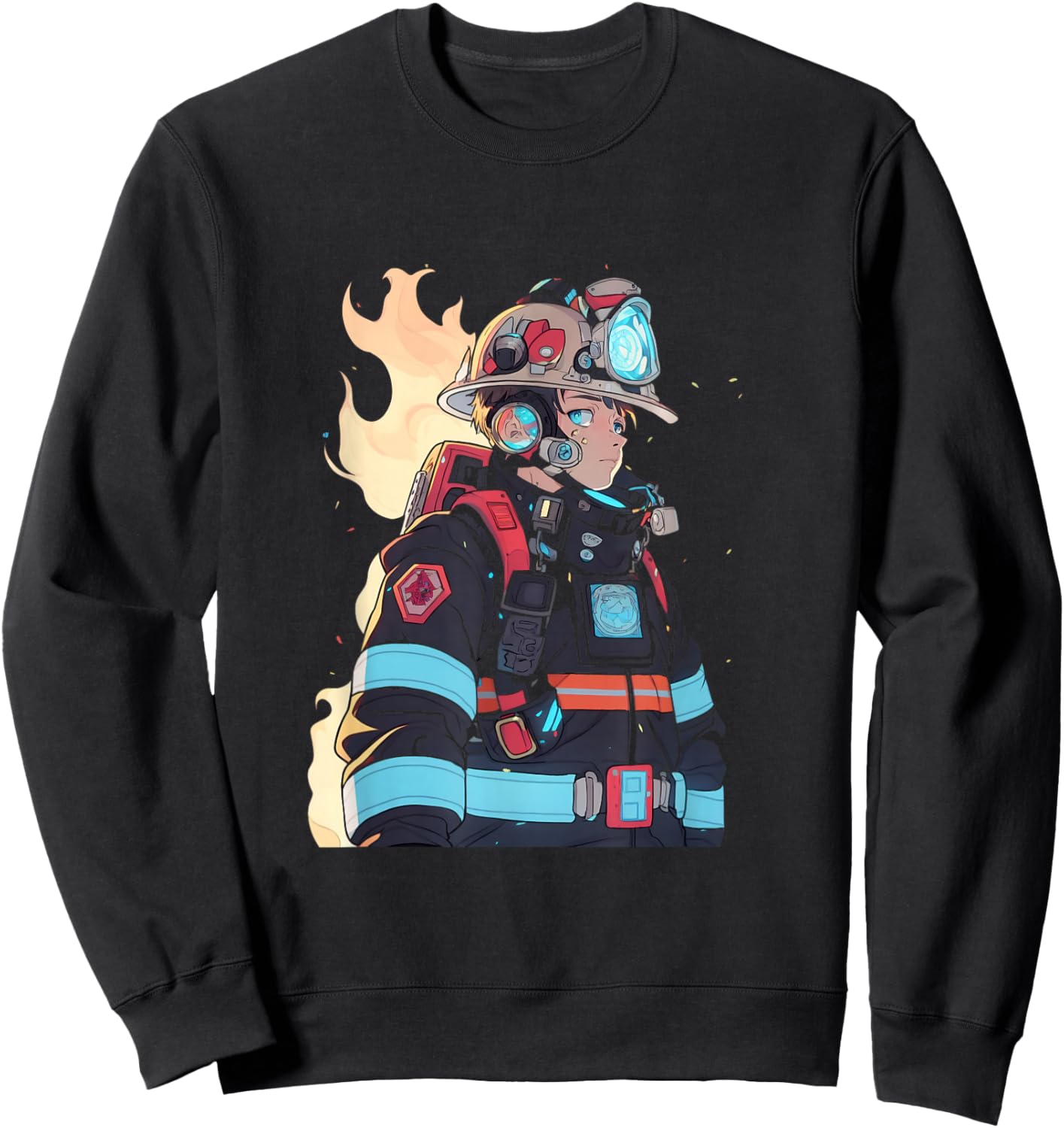 Anime Firefighter Fireman Cyberpunk Japanese Otaku Sweatshirt - Sweatshirt | Black
