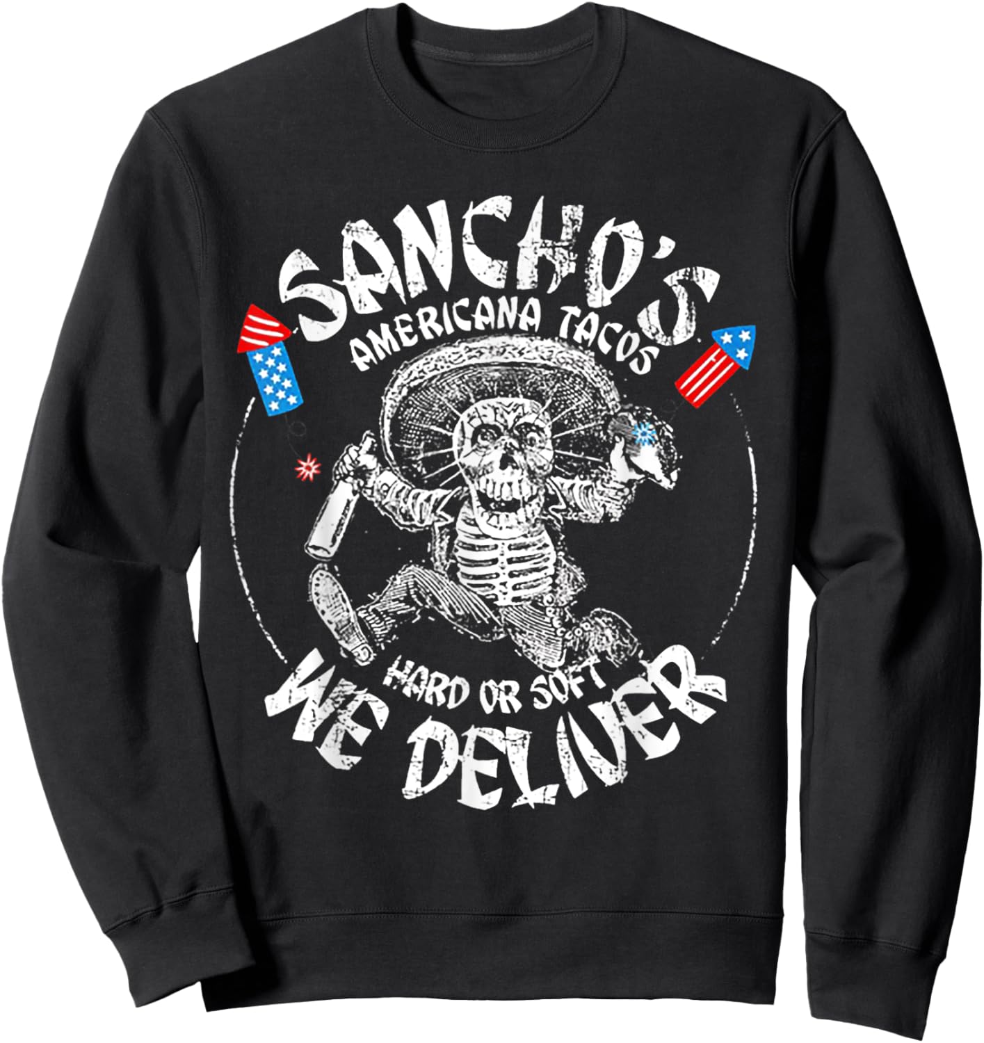 Sancho's Americana Tacos 4th Of July Sweatshirt - Sweatshirt | Black