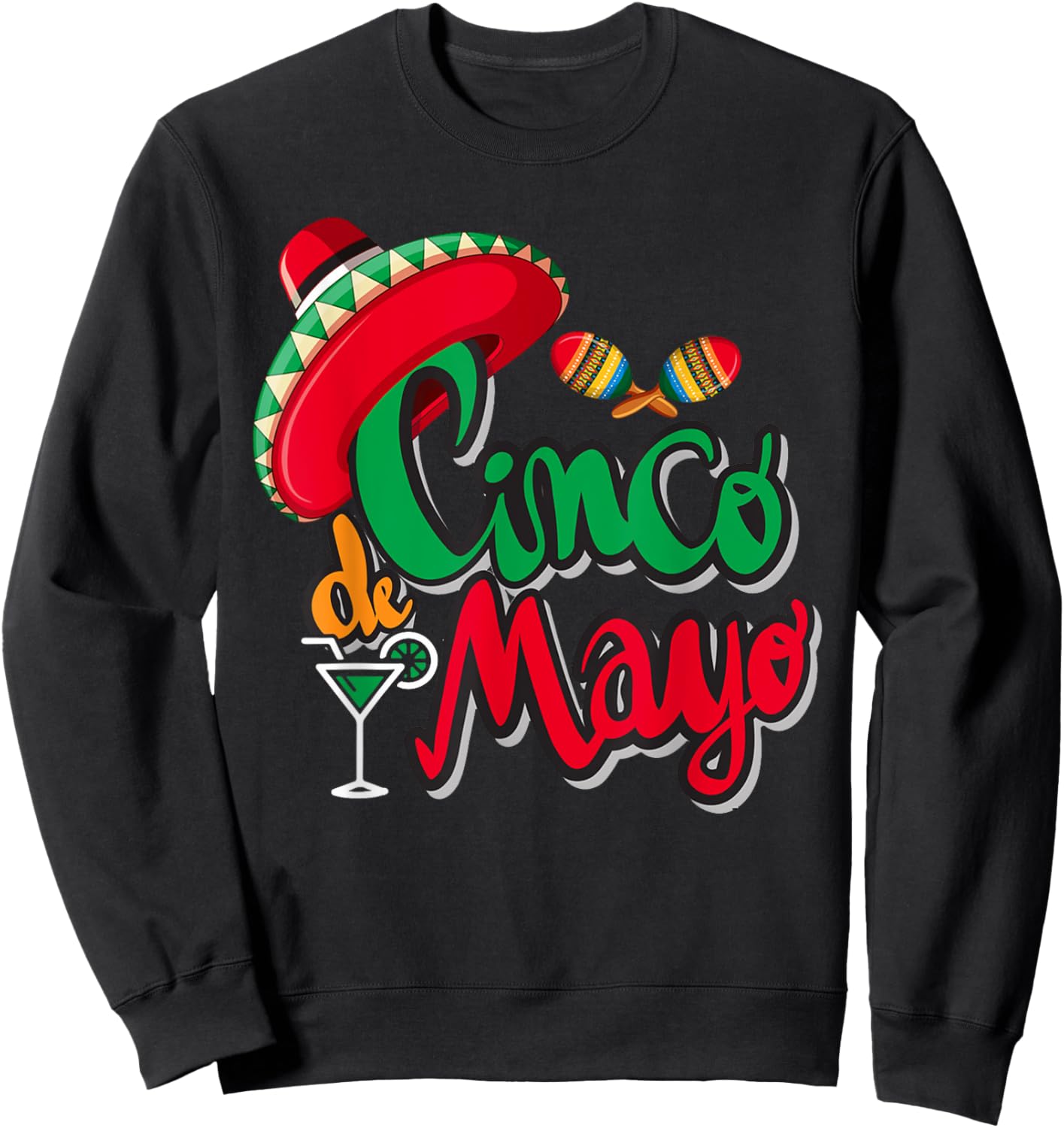 Cinco De Mayo Sombrero Men Women Mexican Taco Party Fiesta Sweatshirt - Sweatshirt | Black