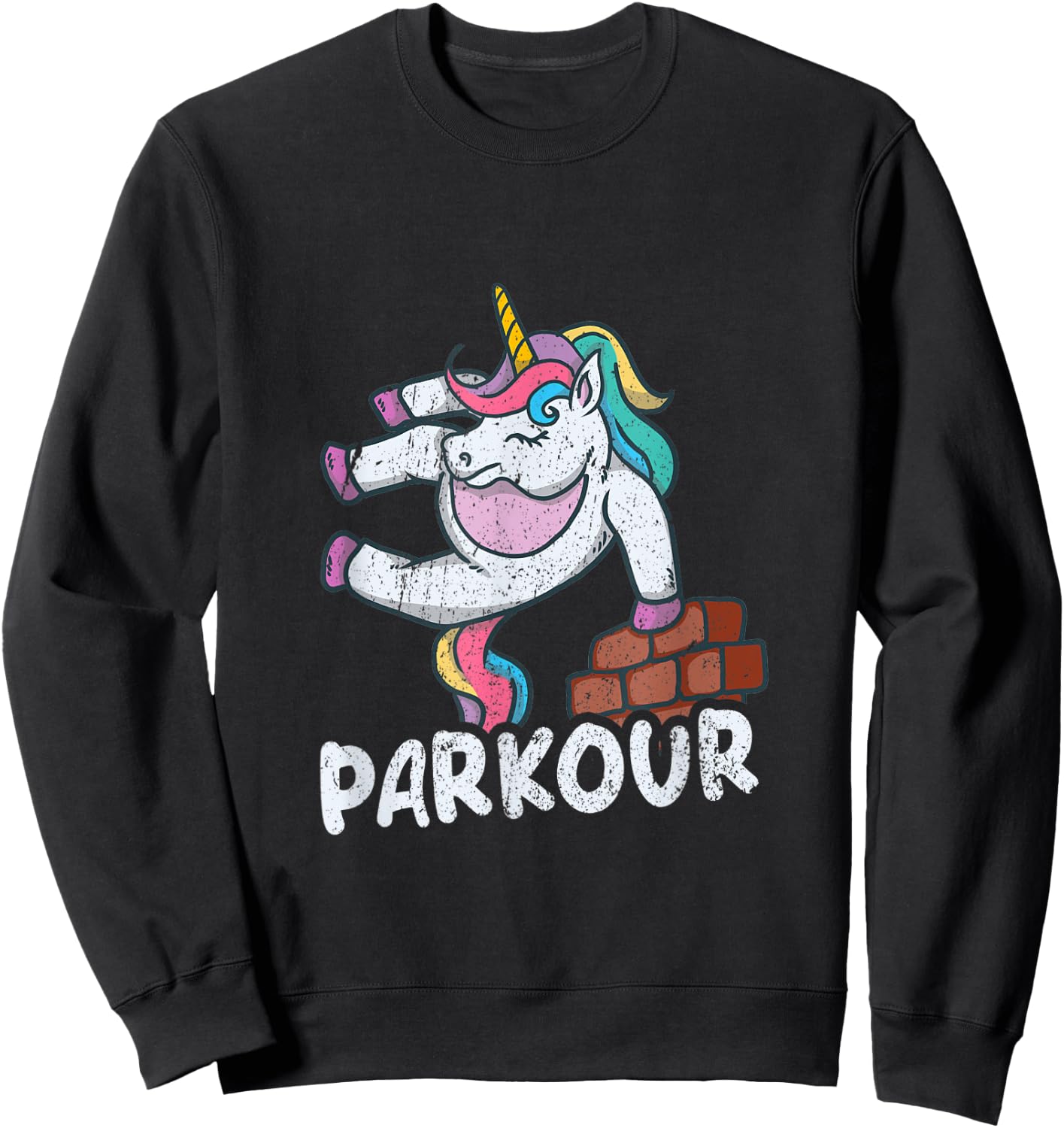 Funny Parkour Unicorn Wall Jumping Swinging Free Running Sweatshirt - Sweatshirt | Black
