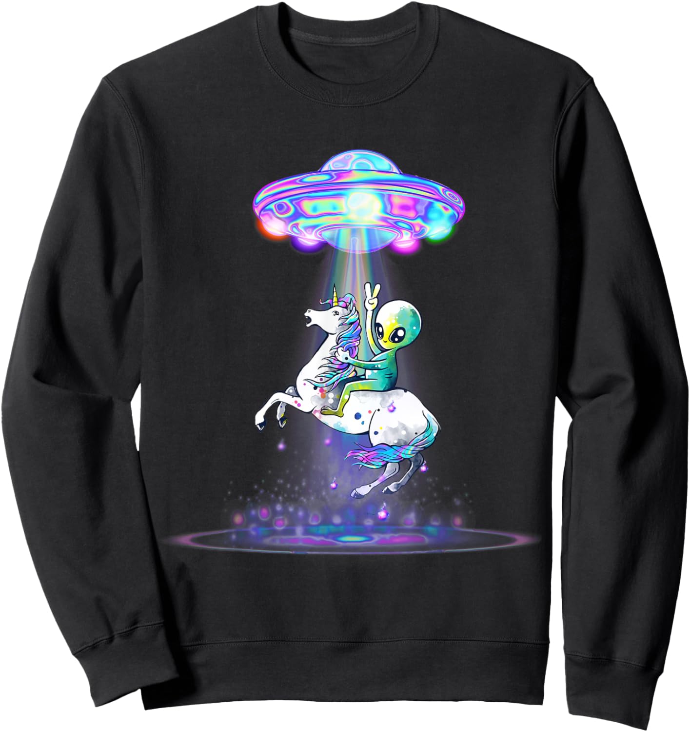 Funny UFO Alien Unicorn Galaxy Sweatshirt - Sweatshirt | Black