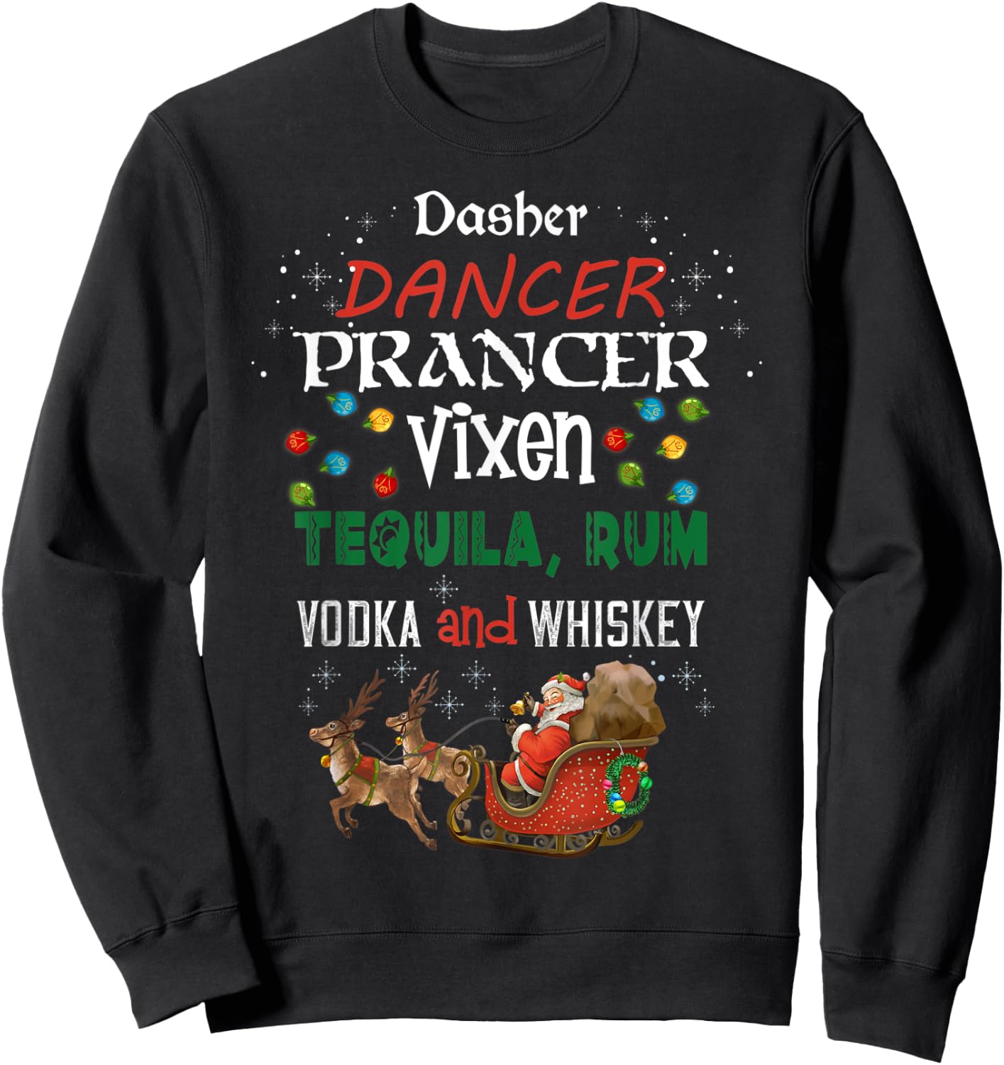 Funny Christmas Gift Dasher Dancer Prancer Moscato Party Sweatshirt - Sweatshirt | Black