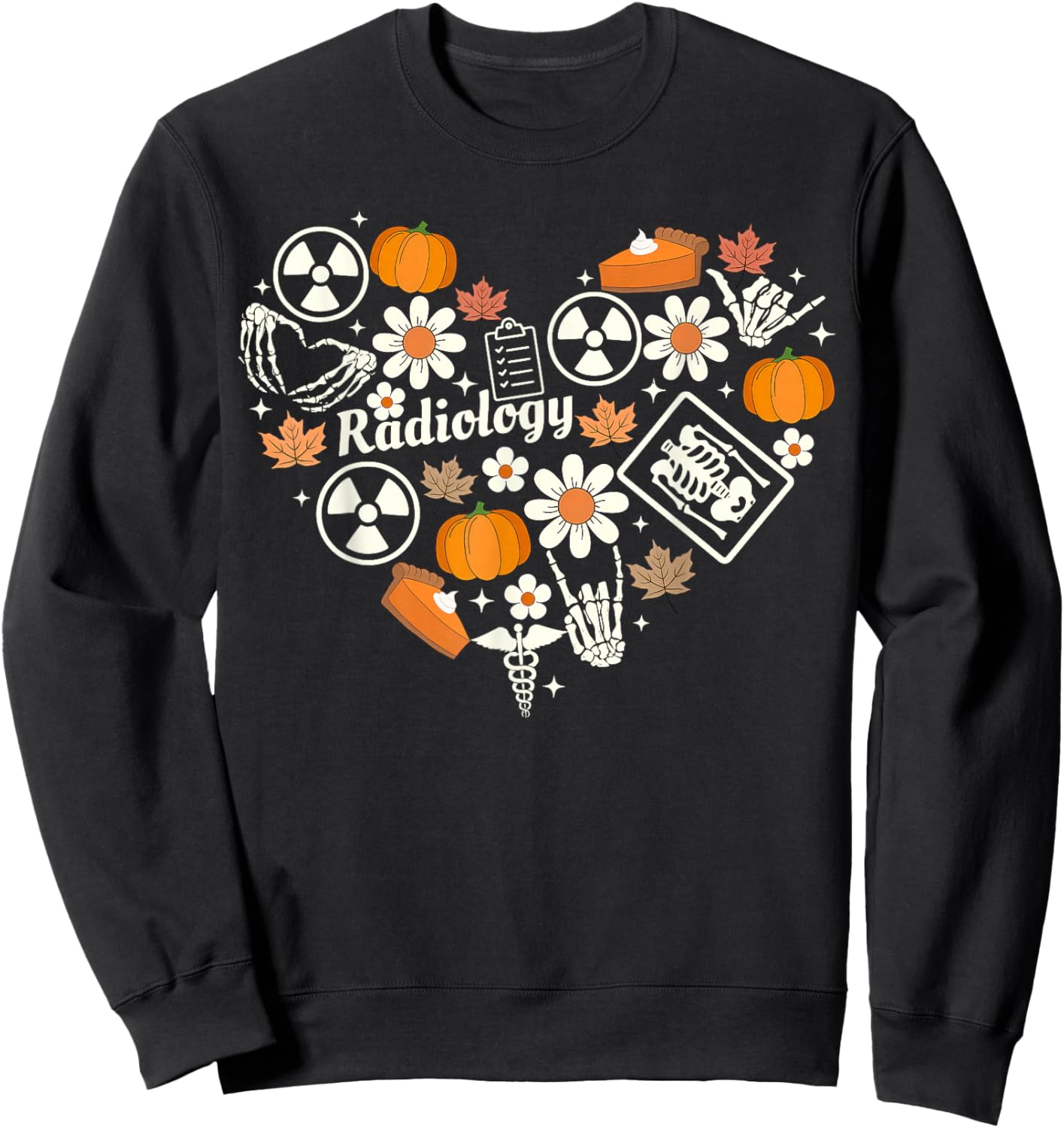 Radiology Fall Heart Xray Tech Autumn Pumpkin Thanksgiving Sweatshirt - Sweatshirt | Black