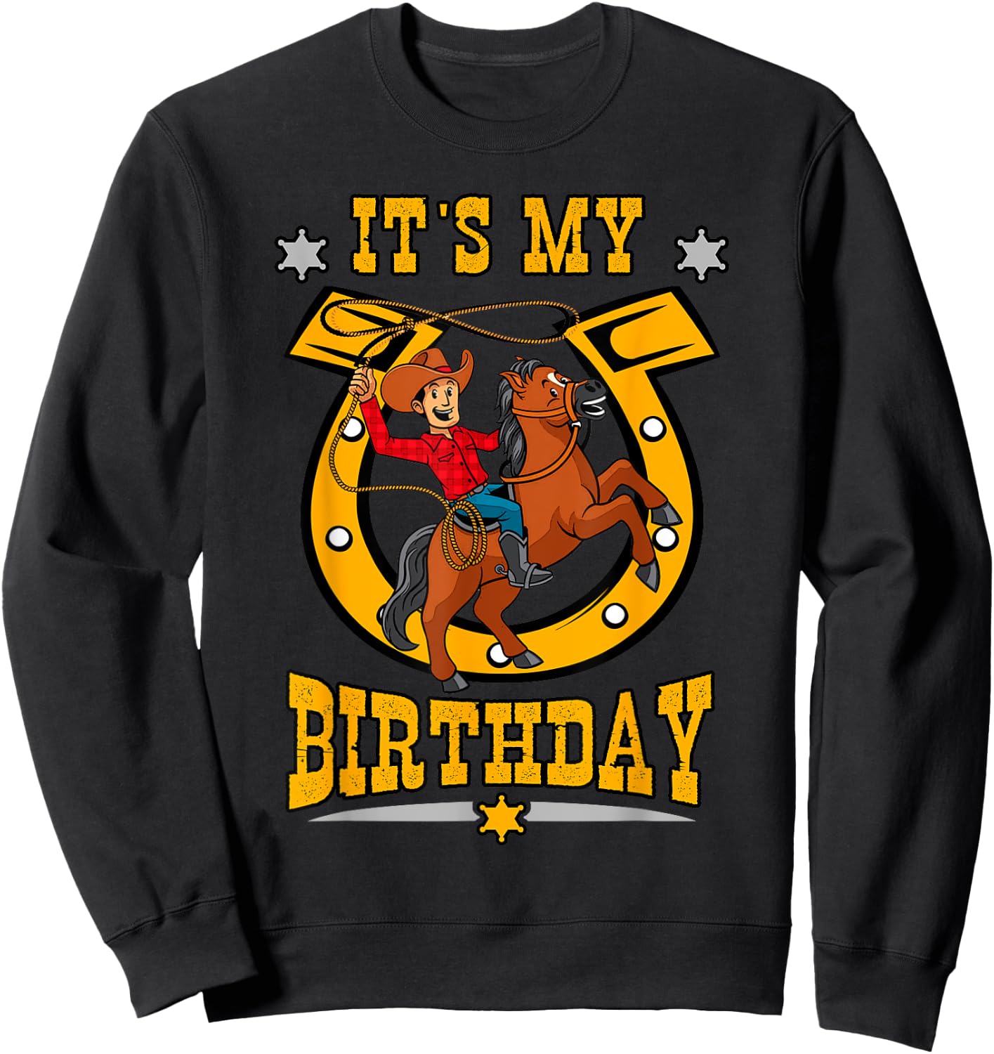 It's My Birthday Western Cowboy Boys Youth Kids Party Day Sweatshirt - Sweatshirt | Black