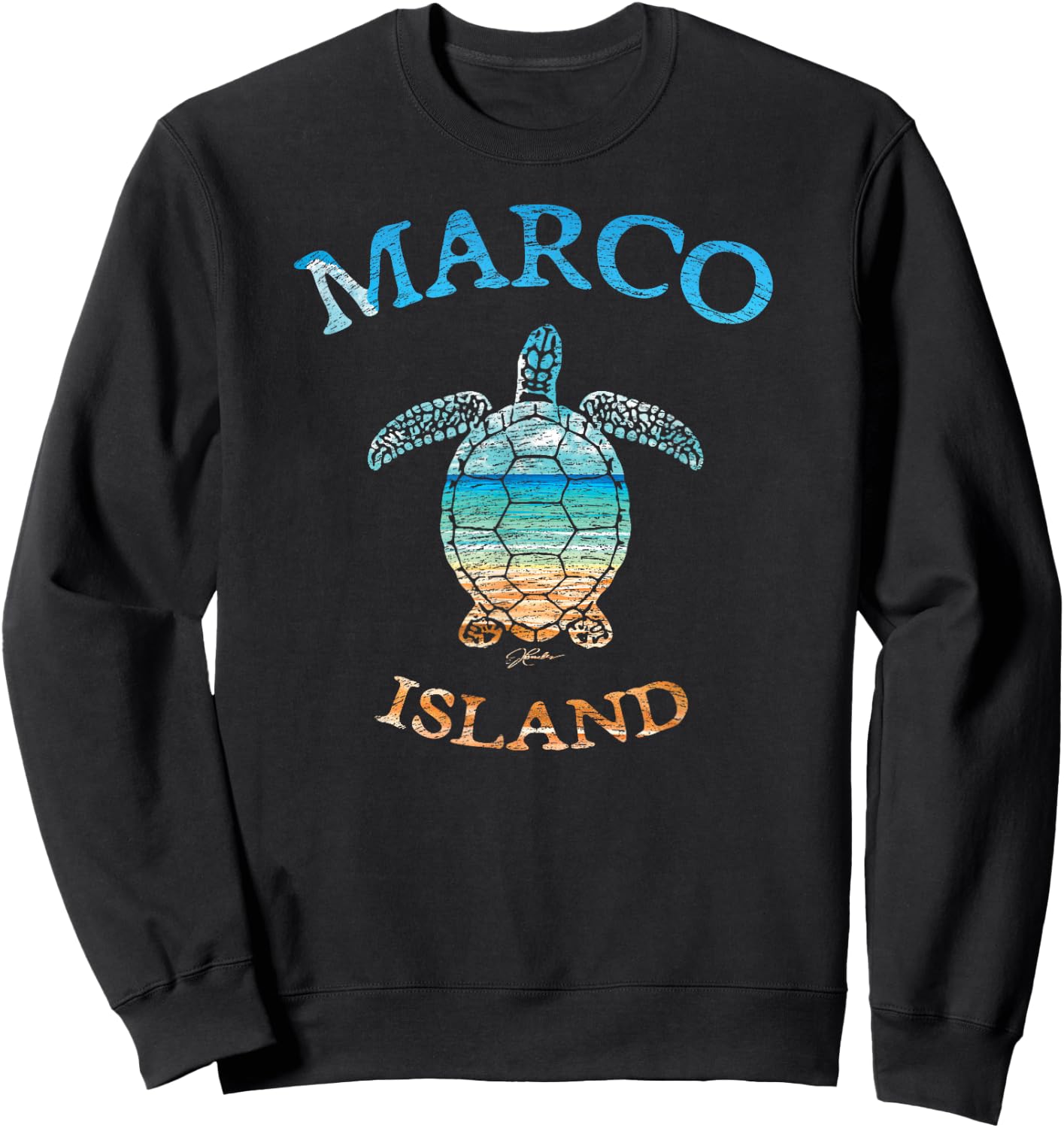 JCombs: Marco Island, FL, Sea Turtle and Beach Sweatshirt - Sweatshirt | Black