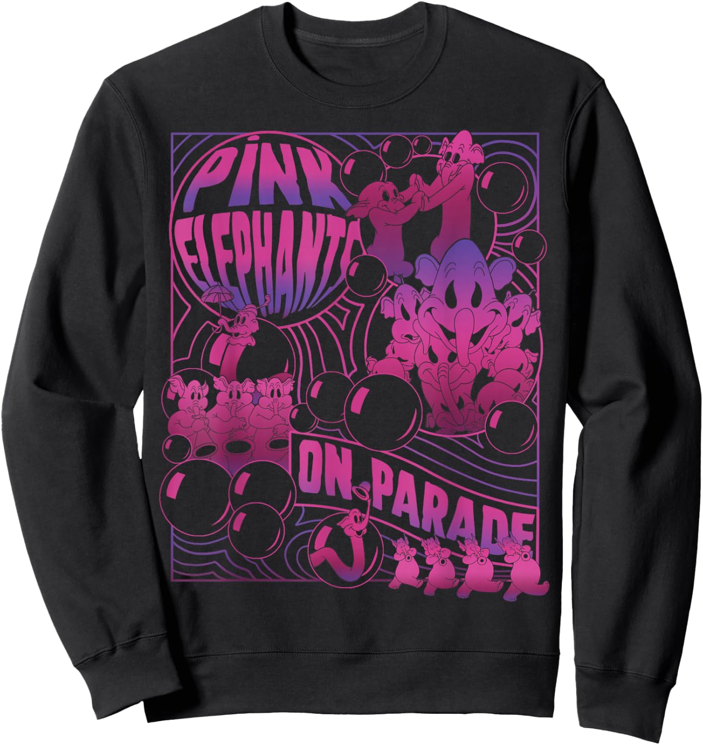 Disney Dumbo Pink Elephants On Parade Small Sweatshirt - Sweatshirt | Black