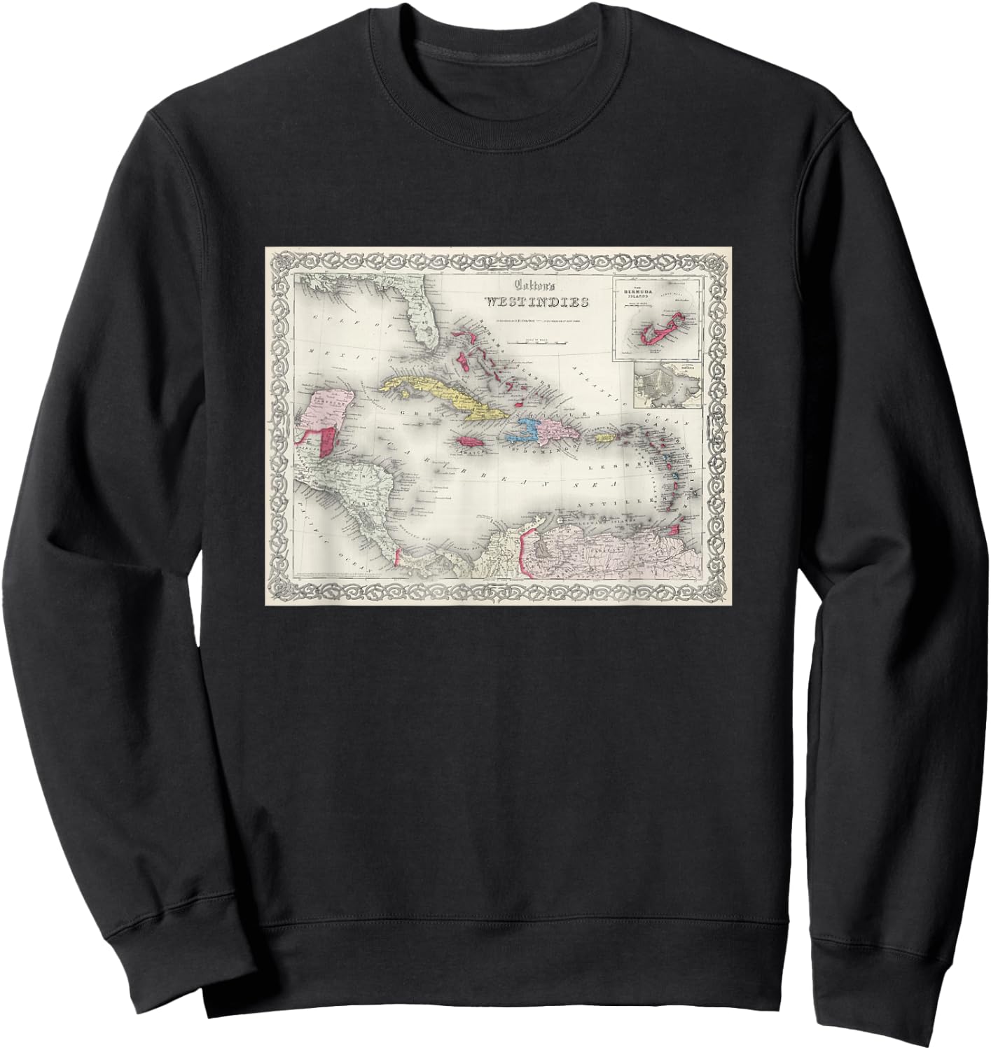 Caribbean Islands Map T Shirt Sweatshirt - Sweatshirt | Black