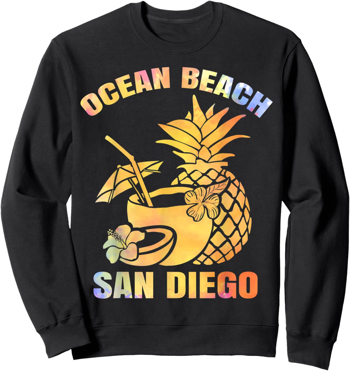 Summer Vacation Retro Sunset San Diego Ocean Beach Sweatshirt - Sweatshirt | Black