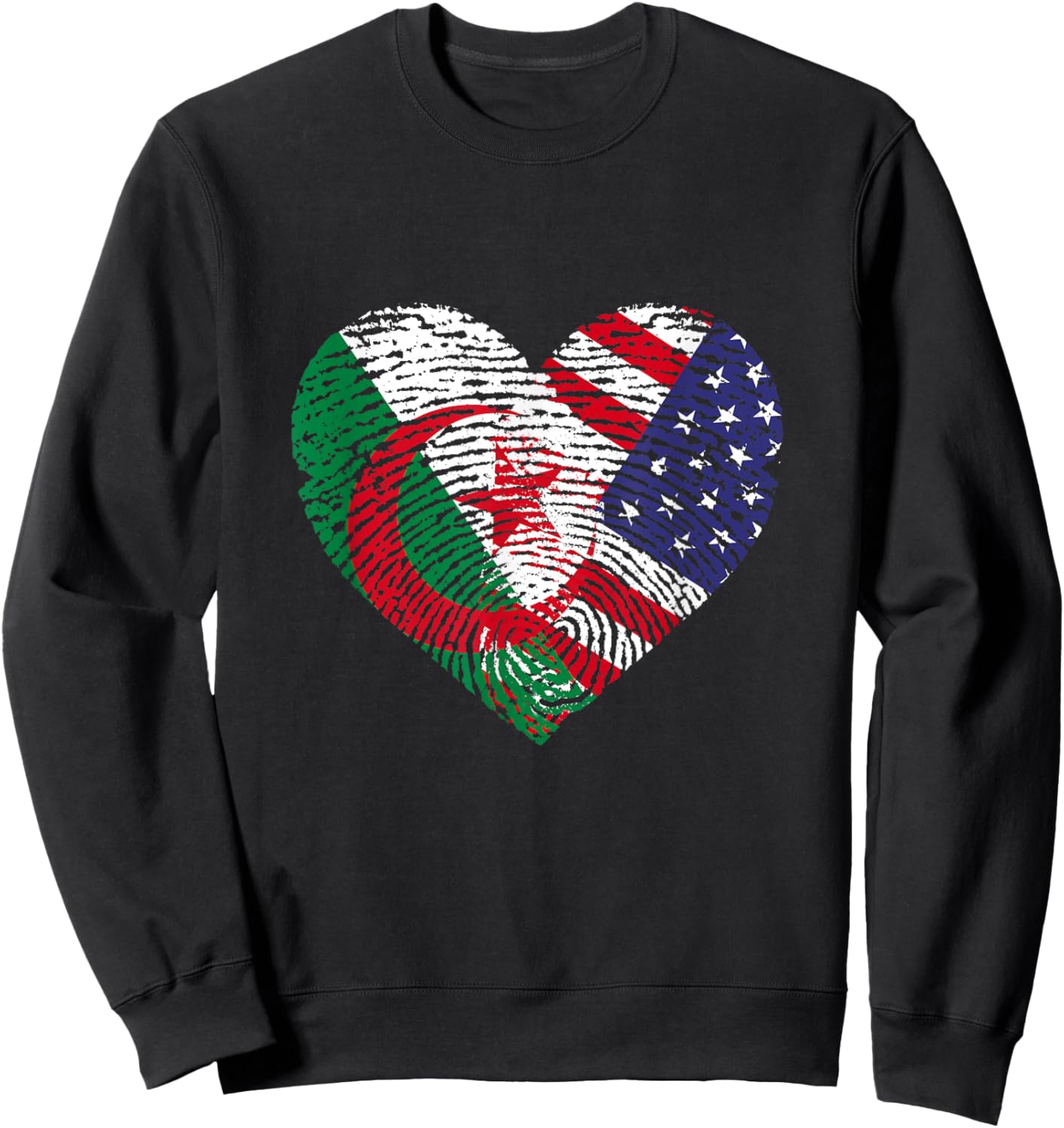 Algerian American Fingerprint Flags Sweatshirt - Sweatshirt | Black
