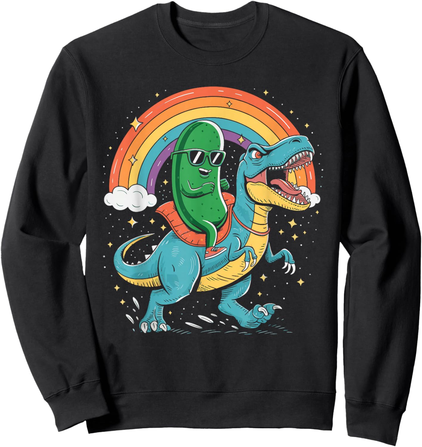 Pickle Riding Dinosaur Sweatshirt - Sweatshirt | Black
