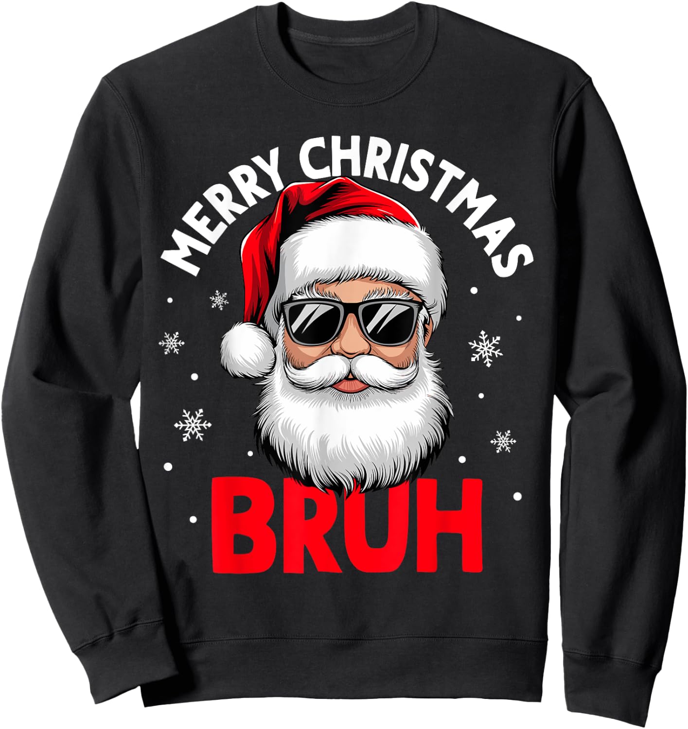 Merry Christmas Bruh Funny Santa Claus Retro Men Women Kids Sweatshirt - Sweatshirt | Black