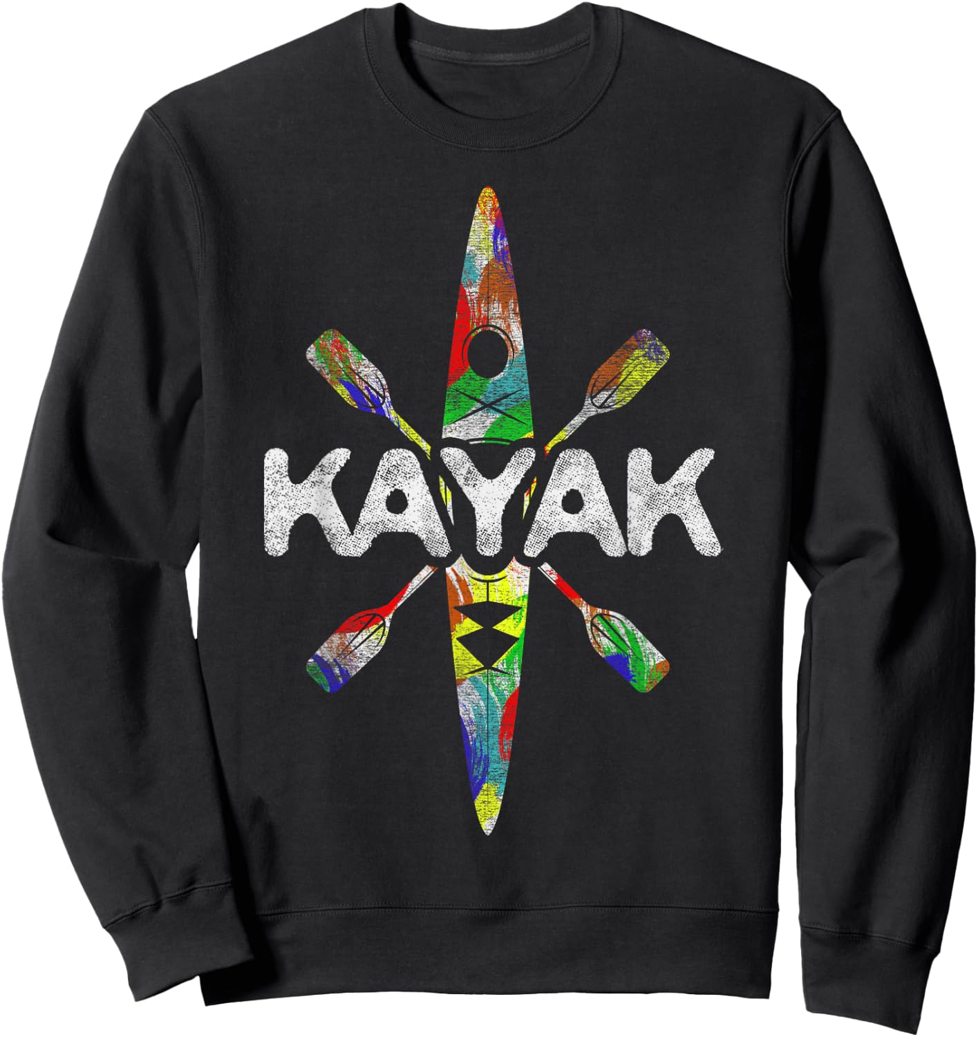 Colorful Kayak Kayaking Kayaks Canoeing Paddling Vacation Sweatshirt - Sweatshirt | Black