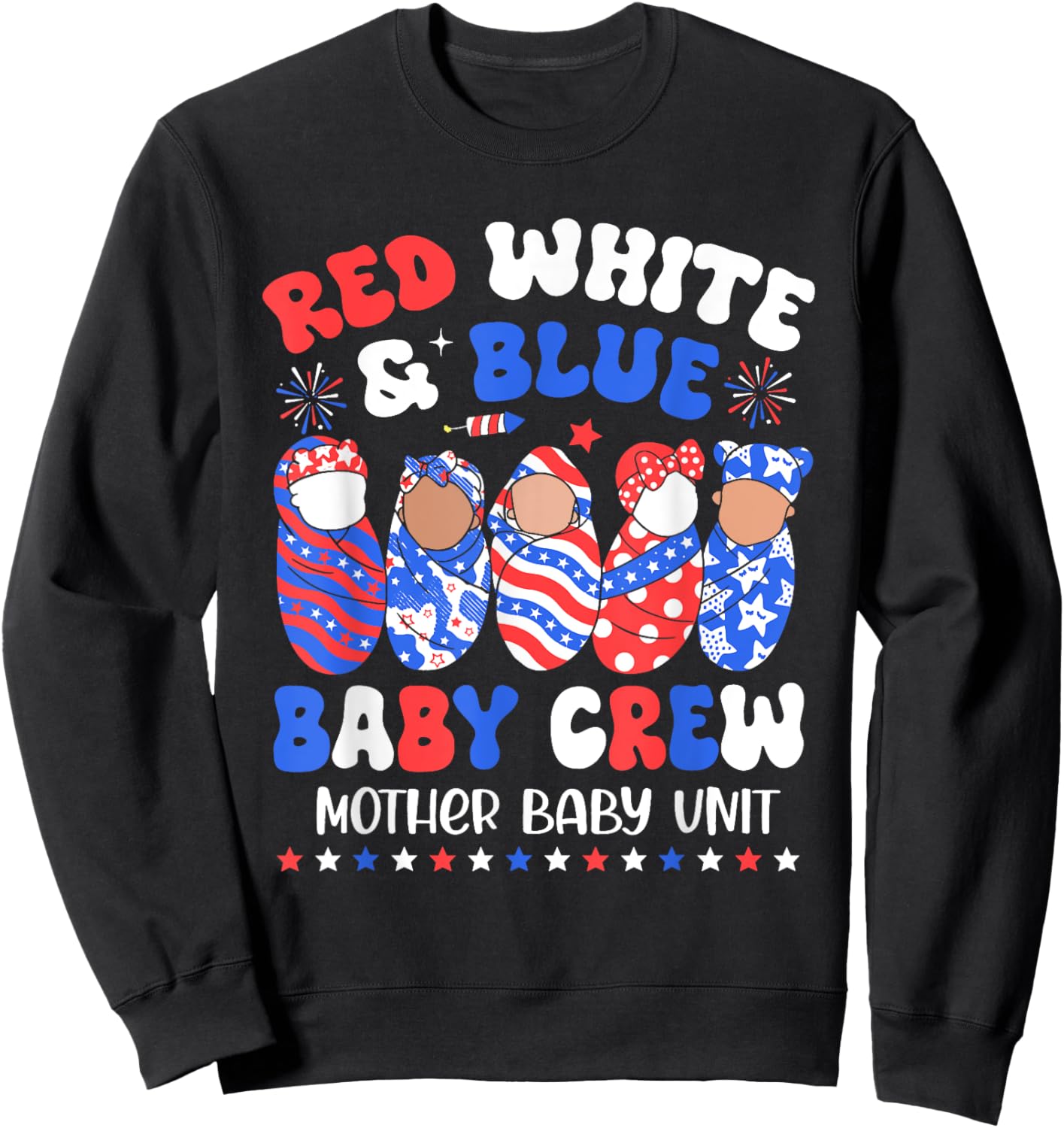Retro Red White Blue Baby Crew Mother Baby Unit 4th Of July Men Sweatshirt - Sweatshirt | Black