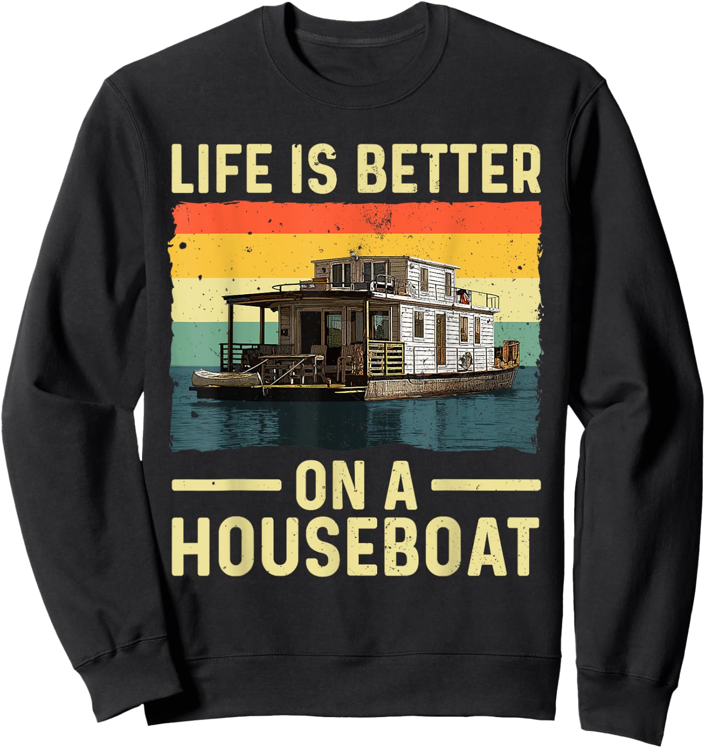 Cool Houseboat Design Women Boat Houseboat Captain Sweatshirt - Sweatshirt | Black