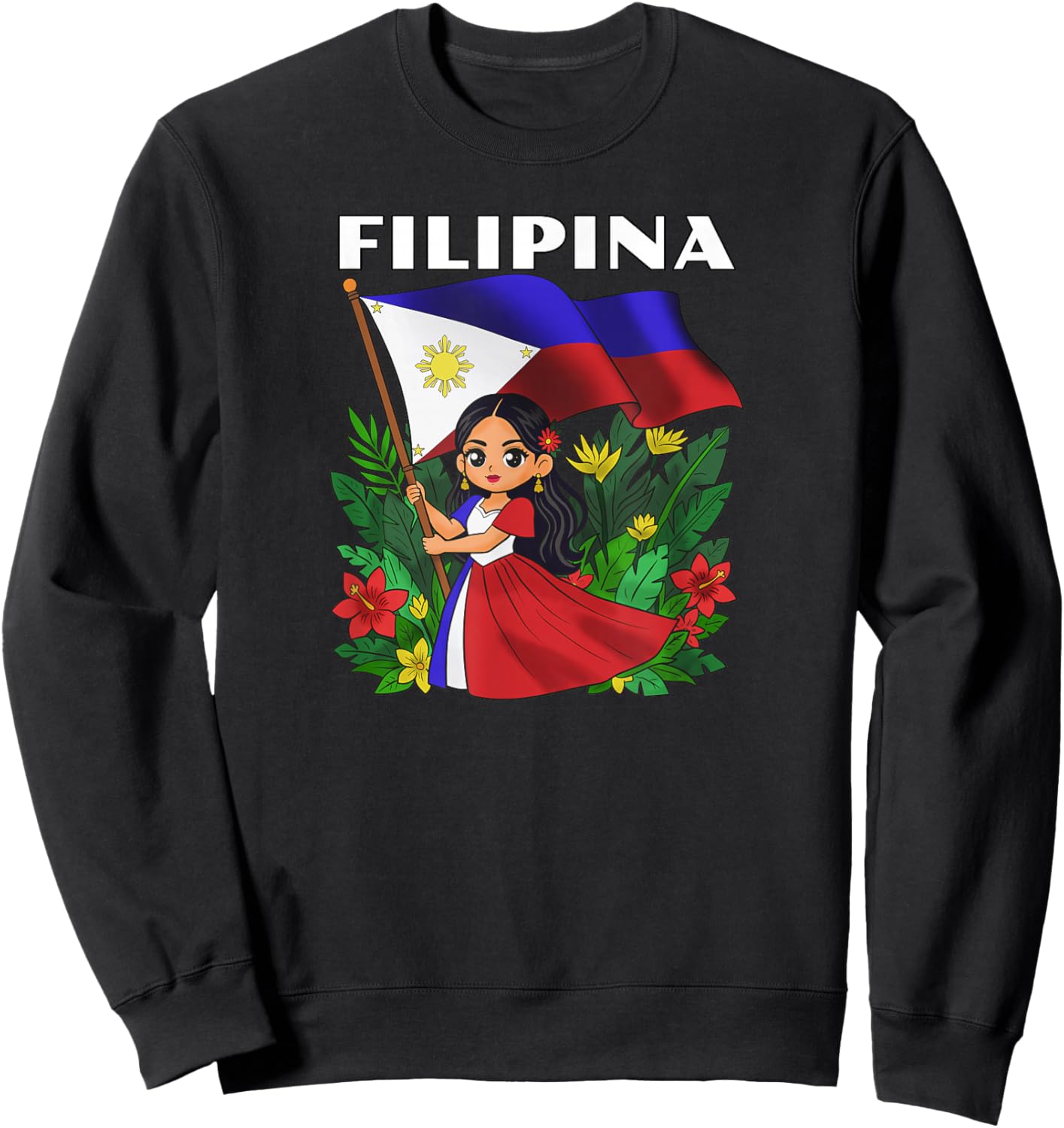 Philippines Flag Day Filipino Girl Filipina Sweatshirt - Sweatshirt | Black