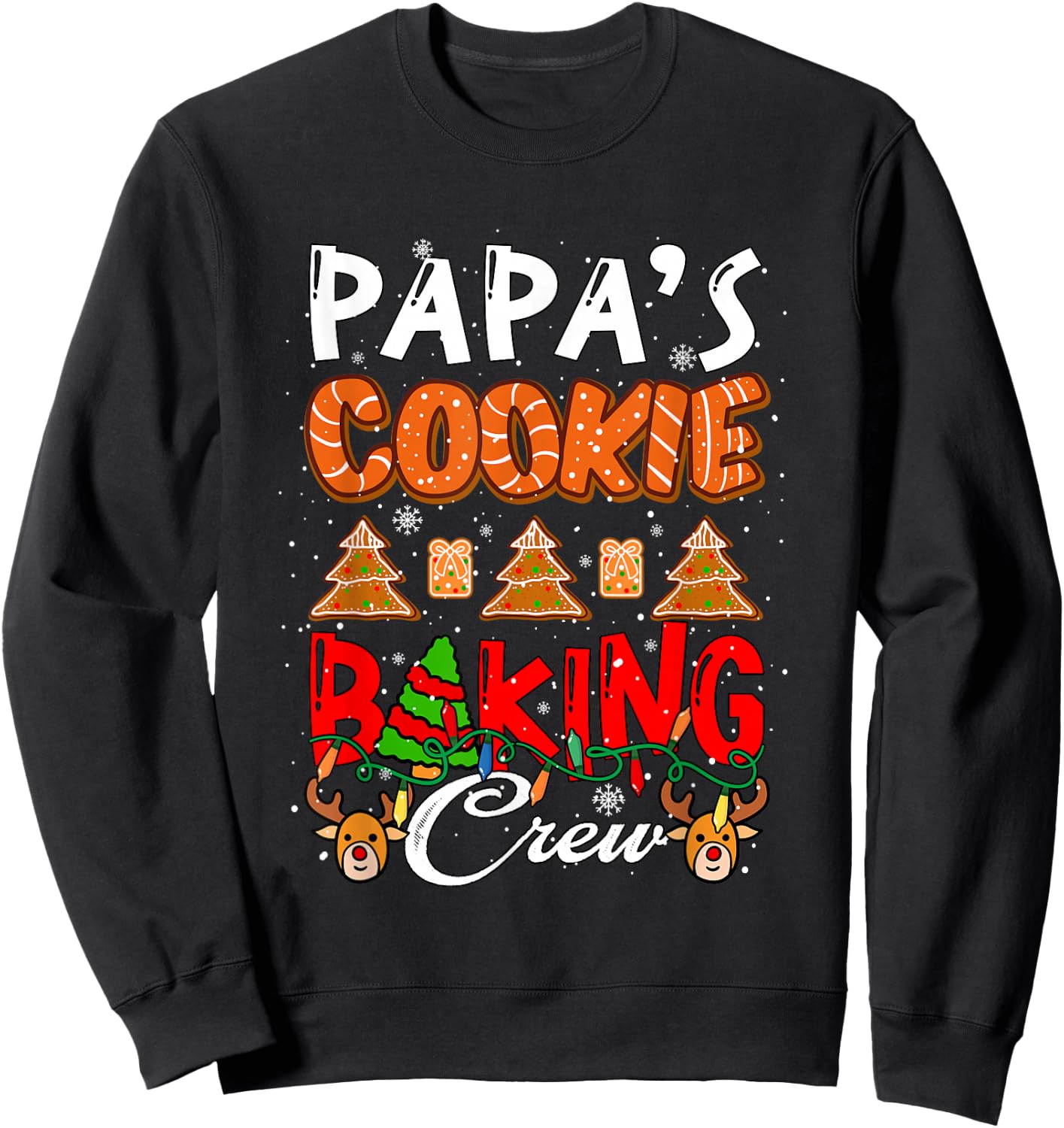 Papa's Xmas Cookie Baking Crew Funny Baker Team Lover Sweatshirt - Sweatshirt | Black