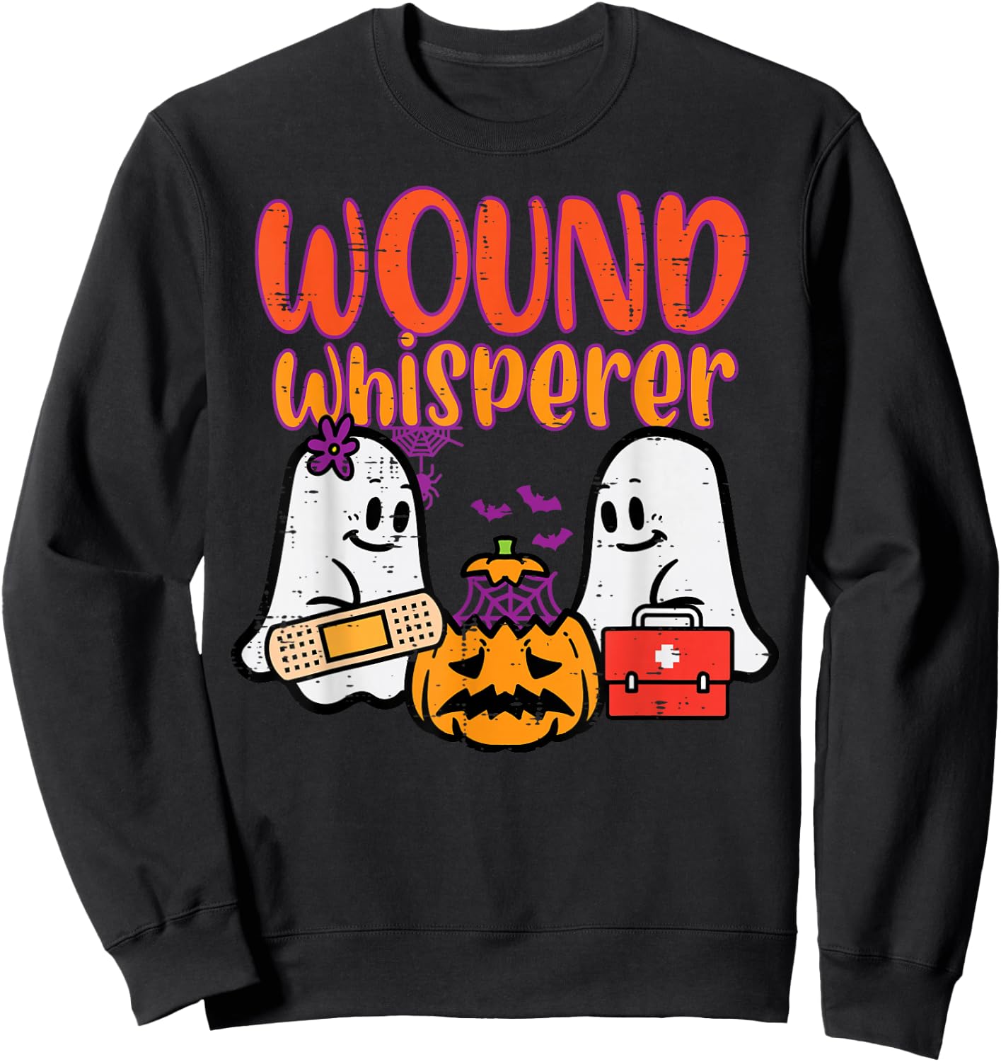 Ghost Nurse Wound Whisperer Halloween Nurse Fall Scrub Women Sweatshirt - Sweatshirt | Black