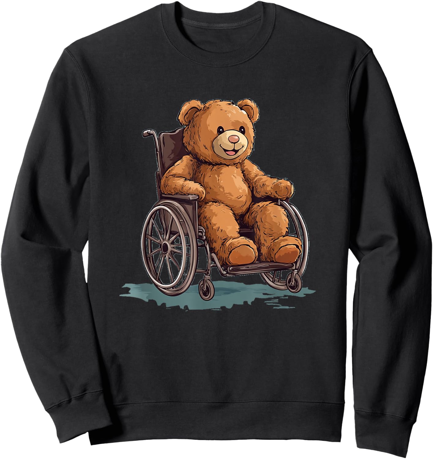 Cuddly Teddy Bear in a Wheelchair Outfit for Boys and Girls Sweatshirt - Sweatshirt | Black
