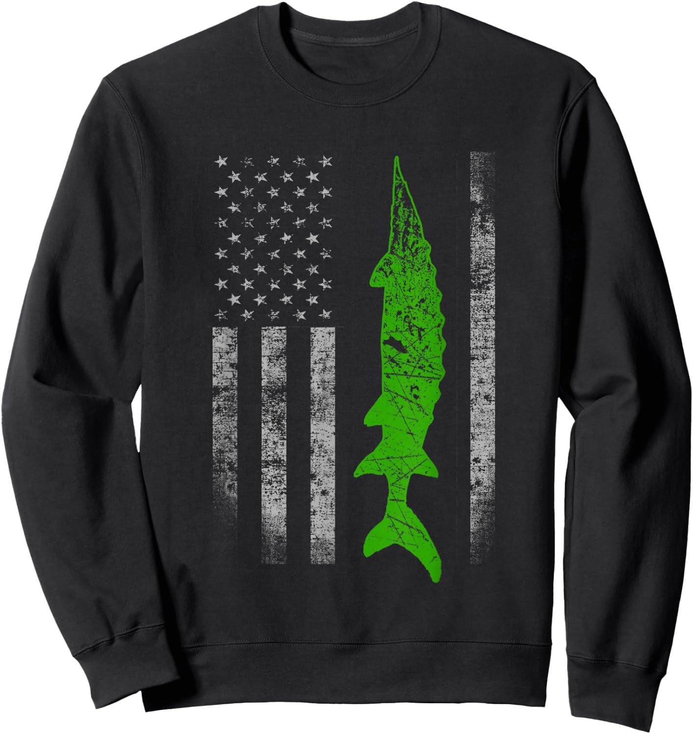 Sturgeon Flag - Cool Sturgeon Fishing Sweatshirt - Sweatshirt | Black
