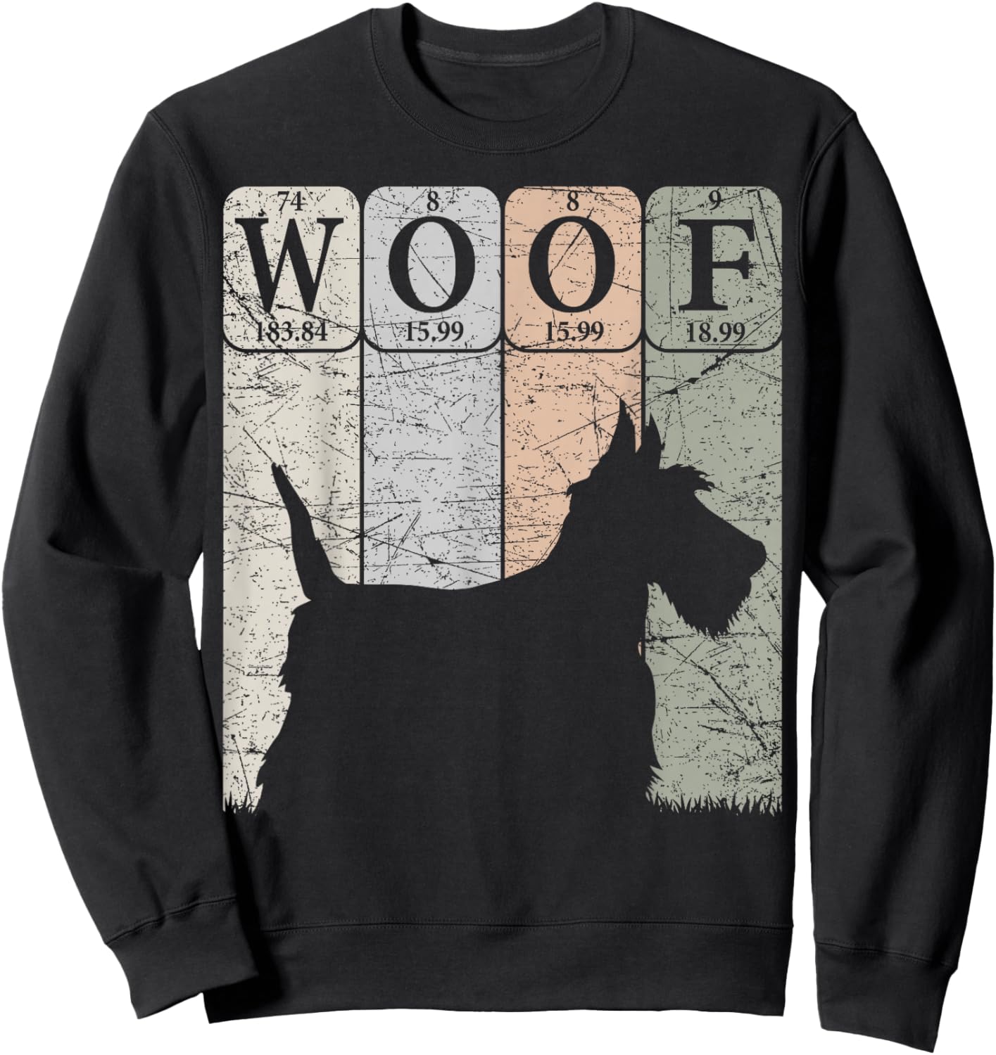 Scottish Terrier Dog Periodic Table Elements Scottie Woof Sweatshirt - Sweatshirt | Black