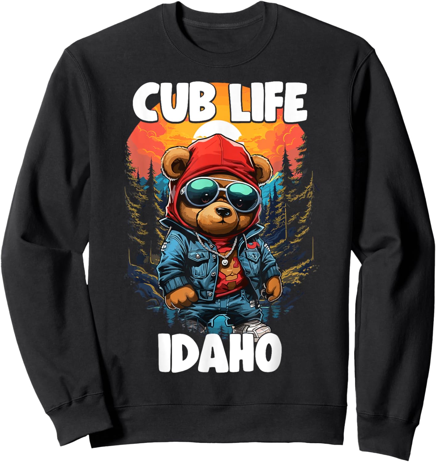 Idaho Grizzly Brown Bear Cub For Kids Women Sweatshirt - Sweatshirt | Black