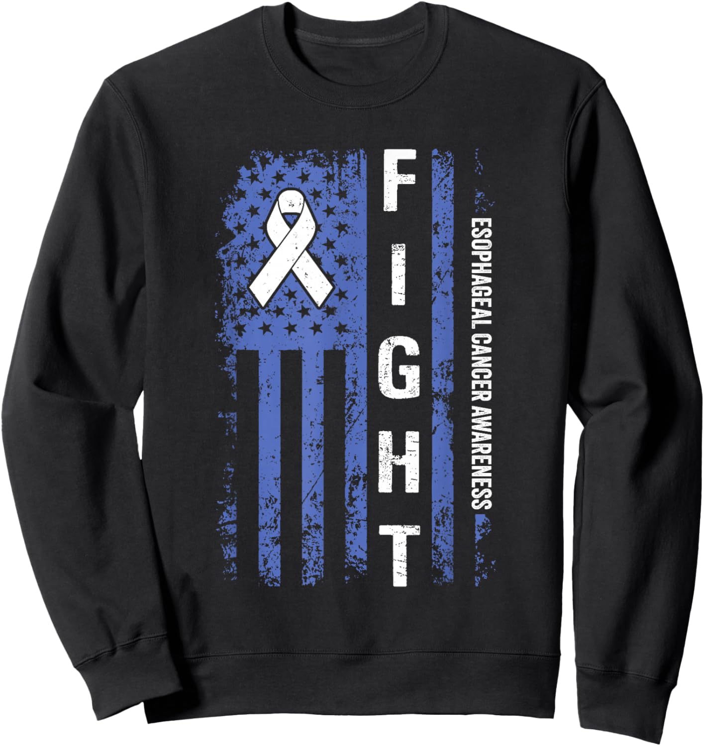 Esophageal Cancer Awareness American Flag Esophageal Cancer Sweatshirt - Sweatshirt | Black