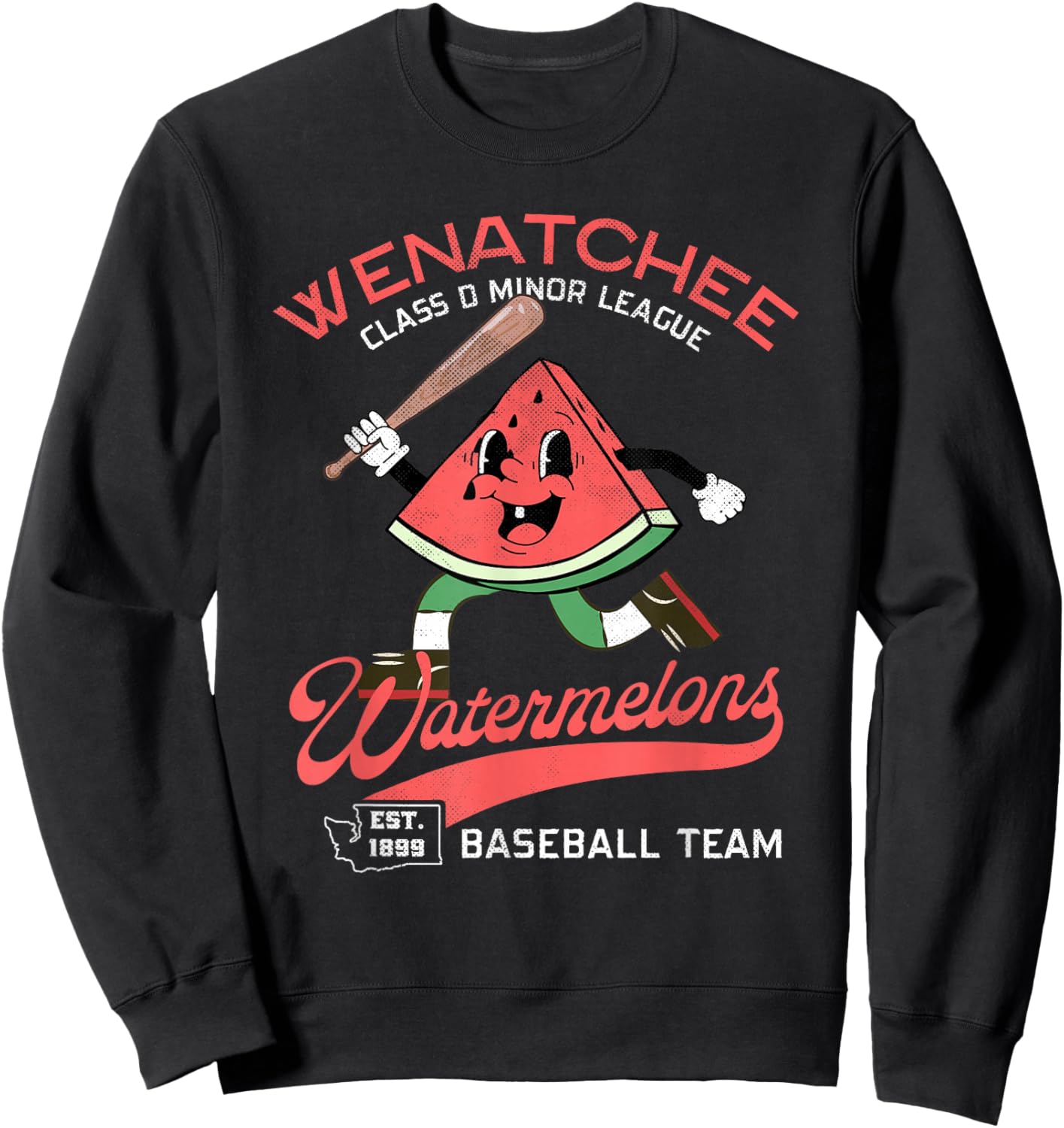 Wenatchee Watermelons Retro Minor League Baseball Team Sweatshirt - Sweatshirt | Black