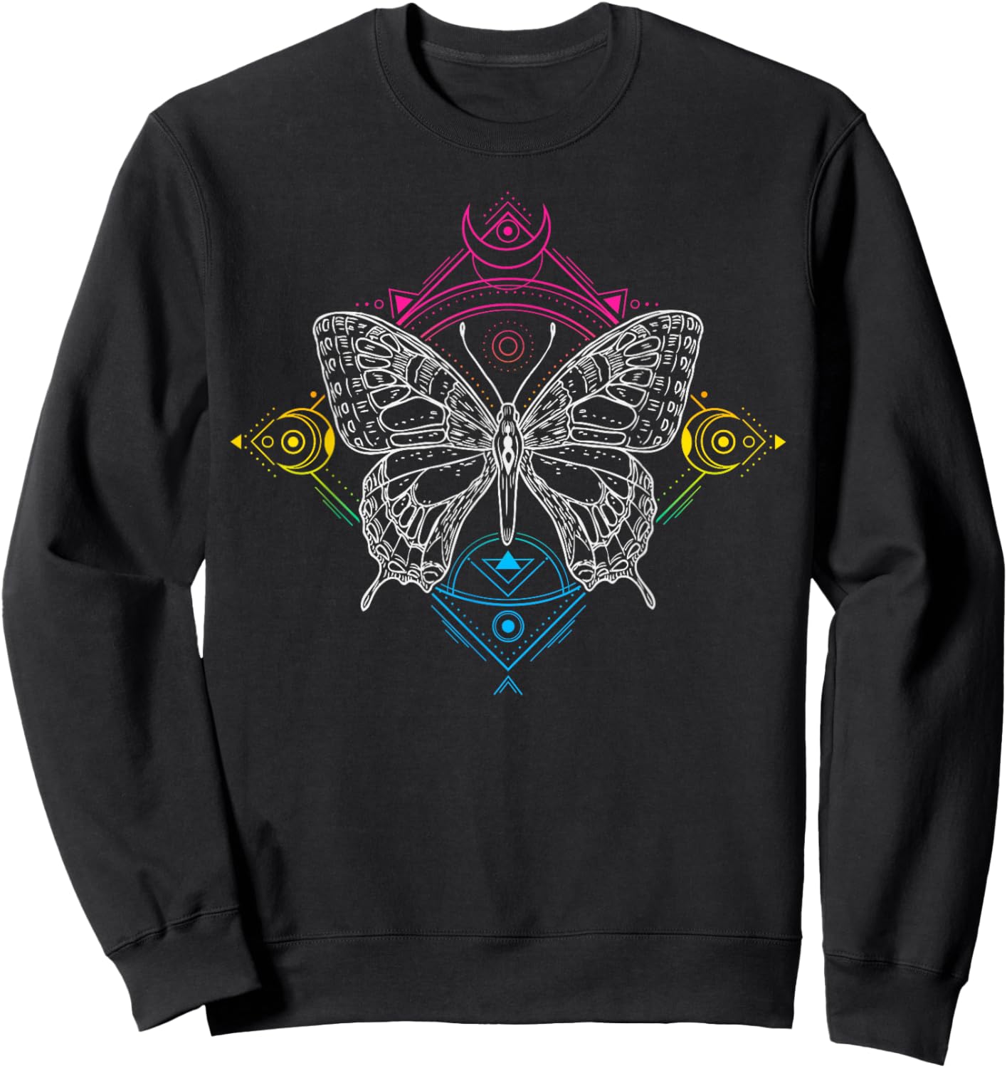Pansexual Pride Flag, Occult Butterfly Sweatshirt - Sweatshirt | Black