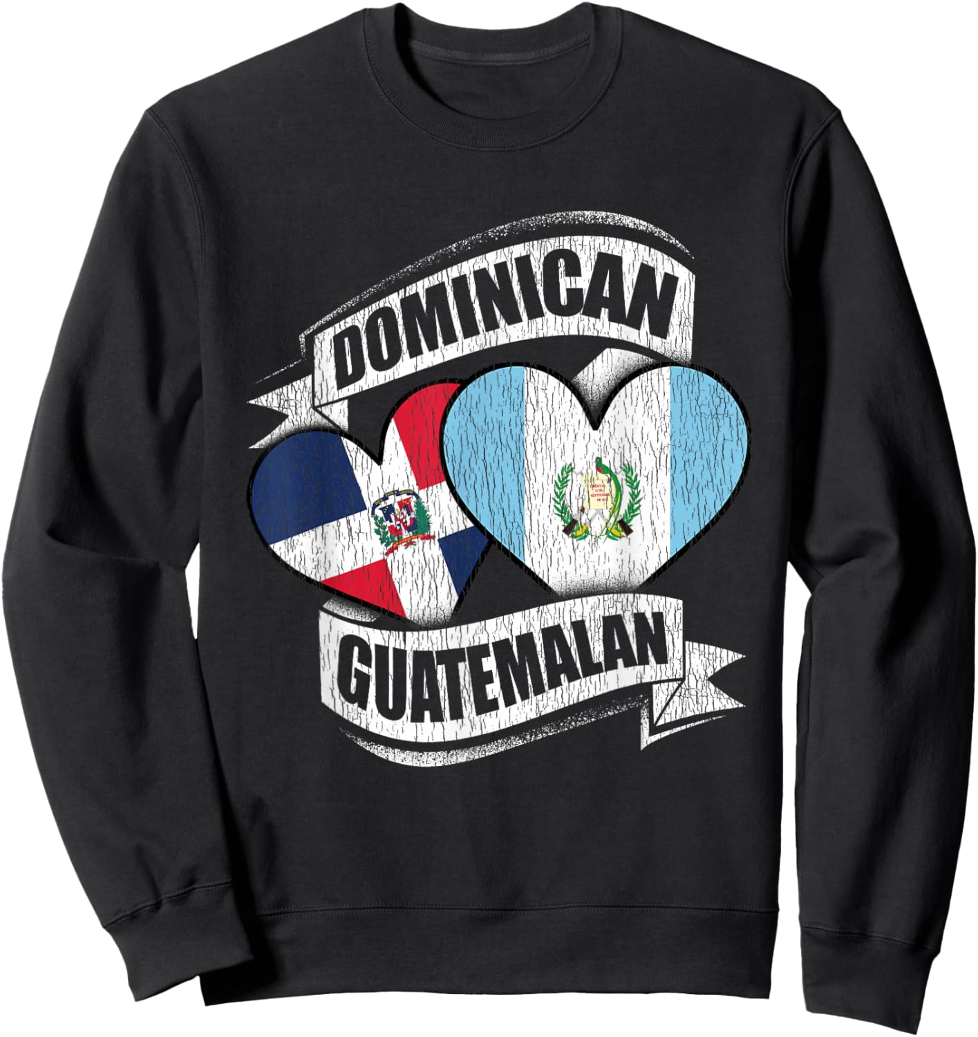 Dominican Guatemalan Heart Dominican Republic Guatemala Flag Sweatshirt - Sweatshirt | Black