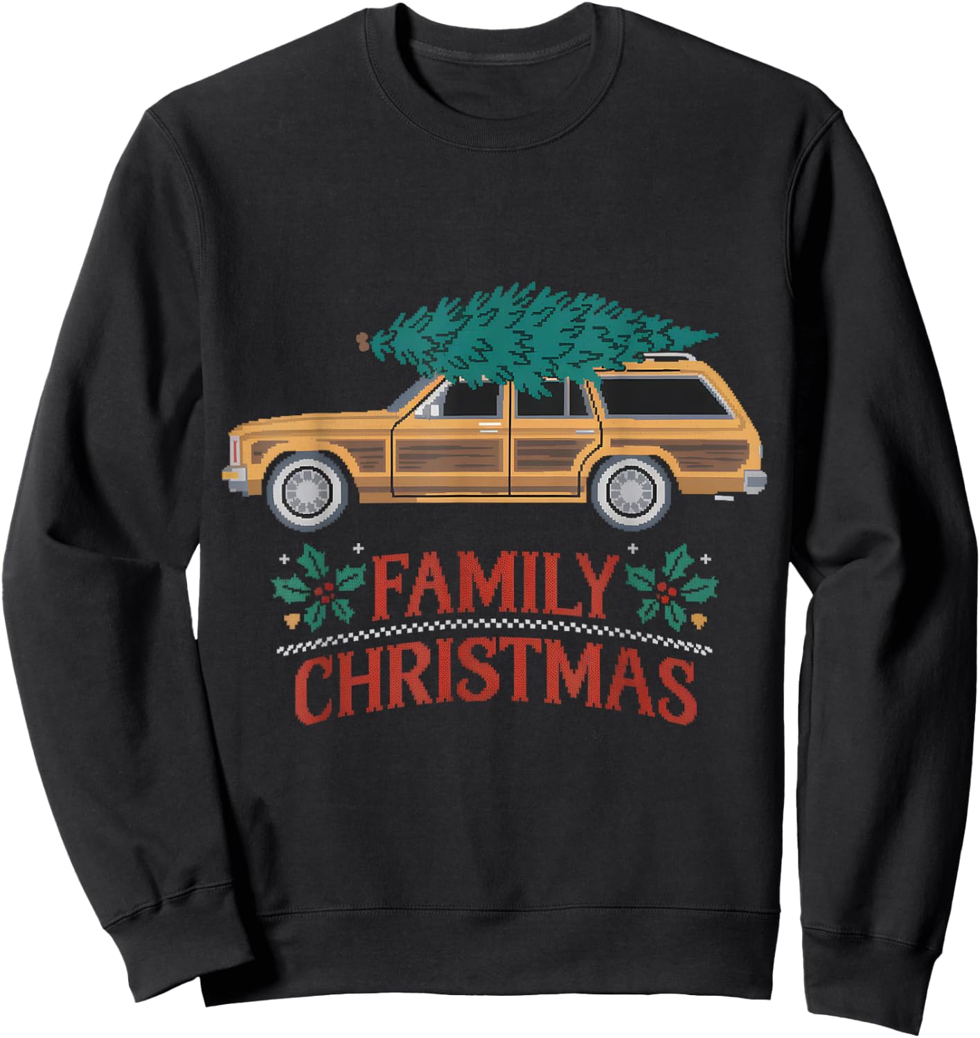 Ugly Christmas Outfit PJ Party Christmas Tree Car Movie Sweatshirt - Sweatshirt | Black