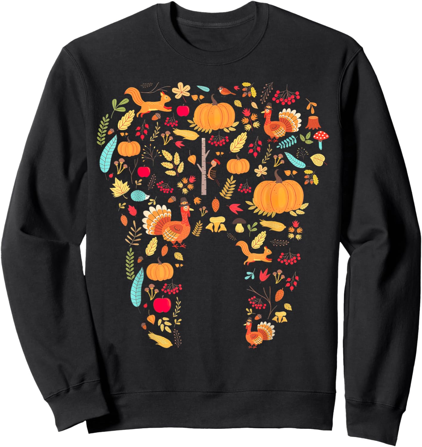 Fall Dental Pumpkin Tooth Dental Thanksgiving Sweatshirt - Sweatshirt | Black