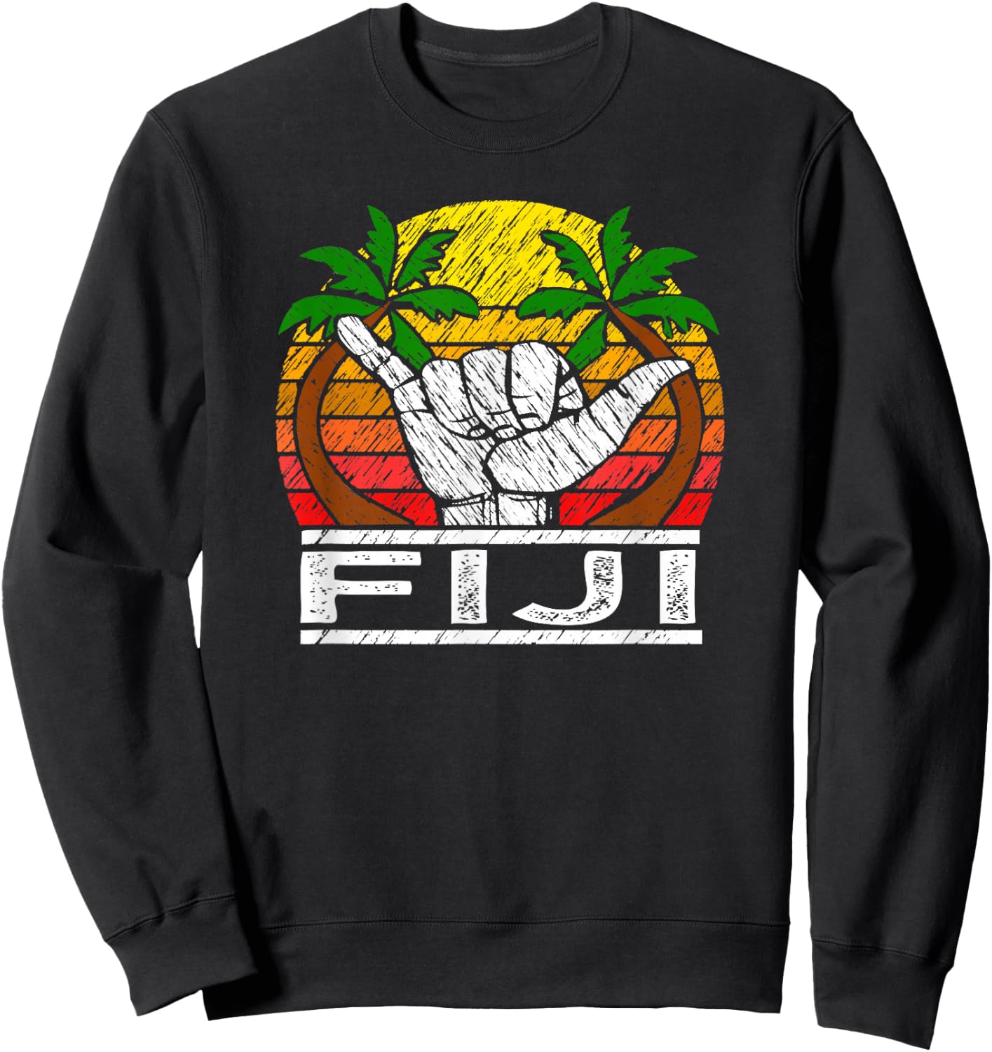 Vintage Fiji Island Sunset Gift Fijian Sweatshirt - Sweatshirt | Black