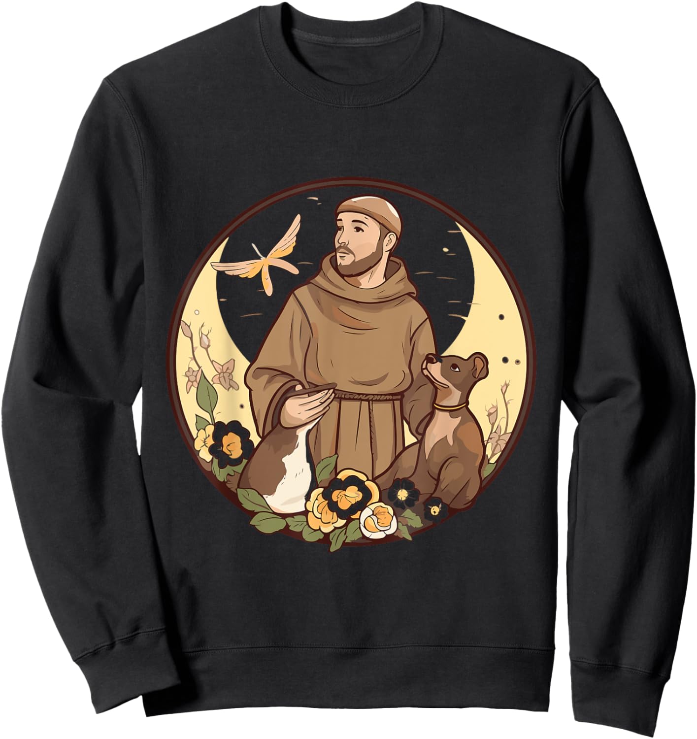 St Francis of Assisi Art Patron Saint of Animals Catholic Sweatshirt - Sweatshirt | Black