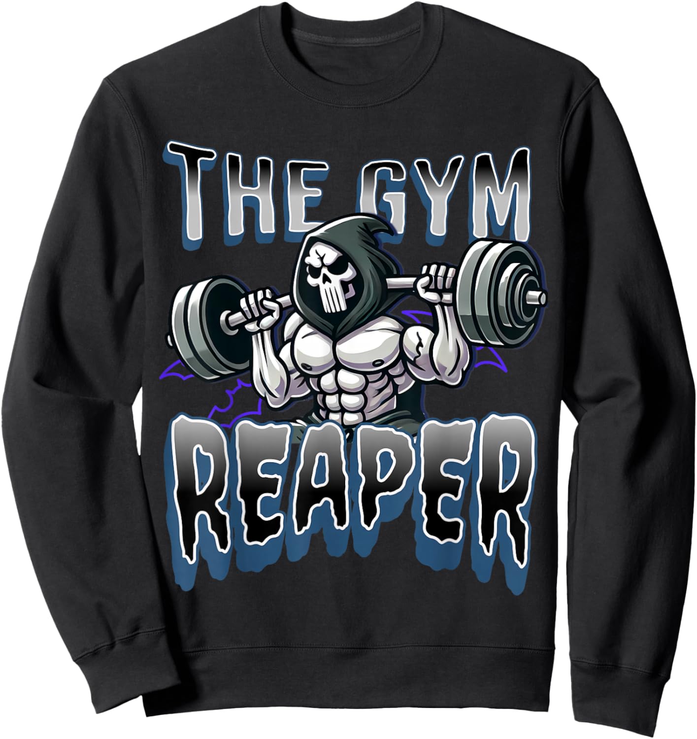 Grim Reaper Workout Gym Halloween : Gym Reaper Design, Black, -Adults, Short Sleeve, , Size Small Sweatshirt - Sweatshirt | Black