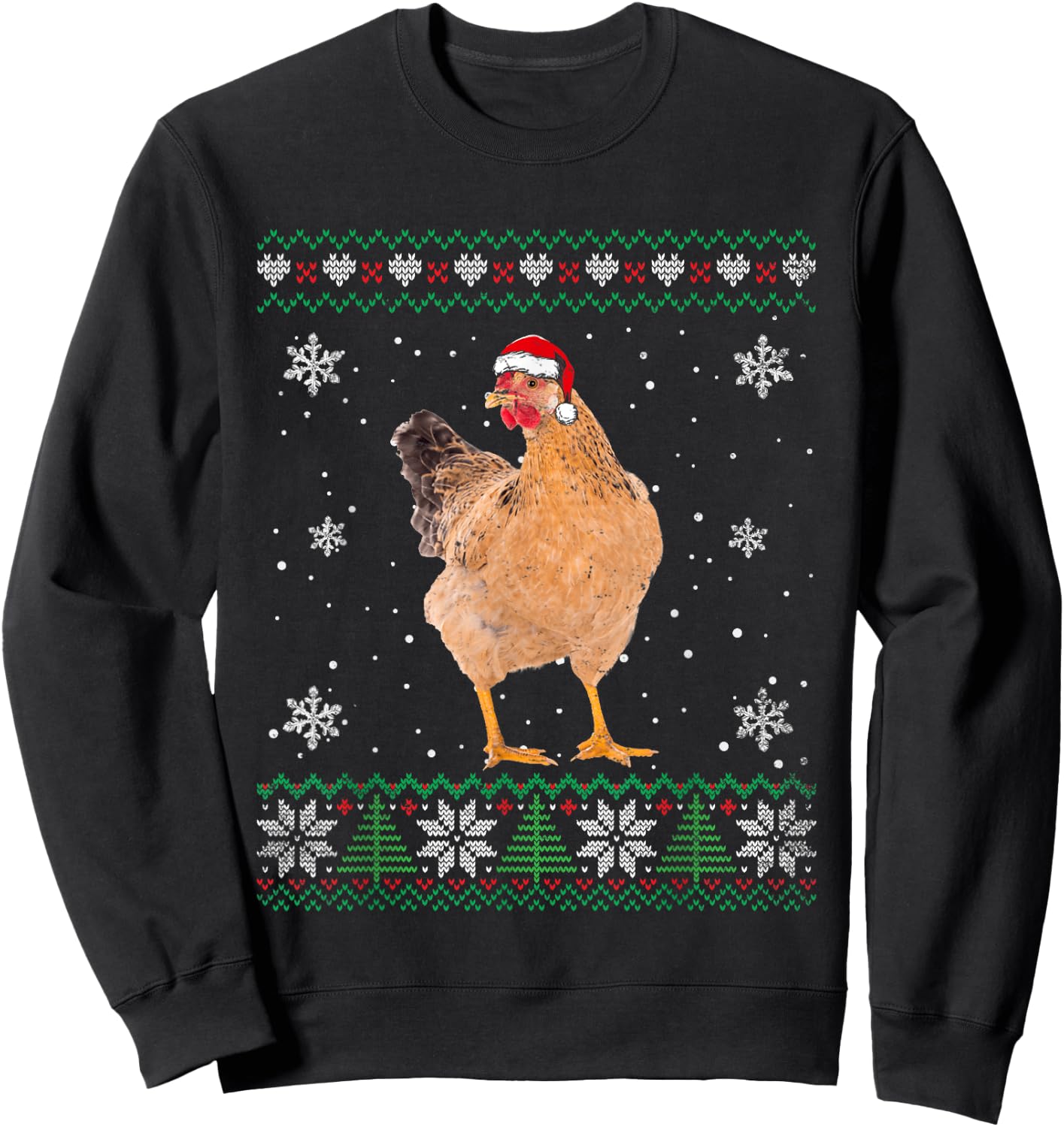 Santa Chicken Ugly Sweater Animals Christmas Pajama Sweatshirt - Sweatshirt | Black