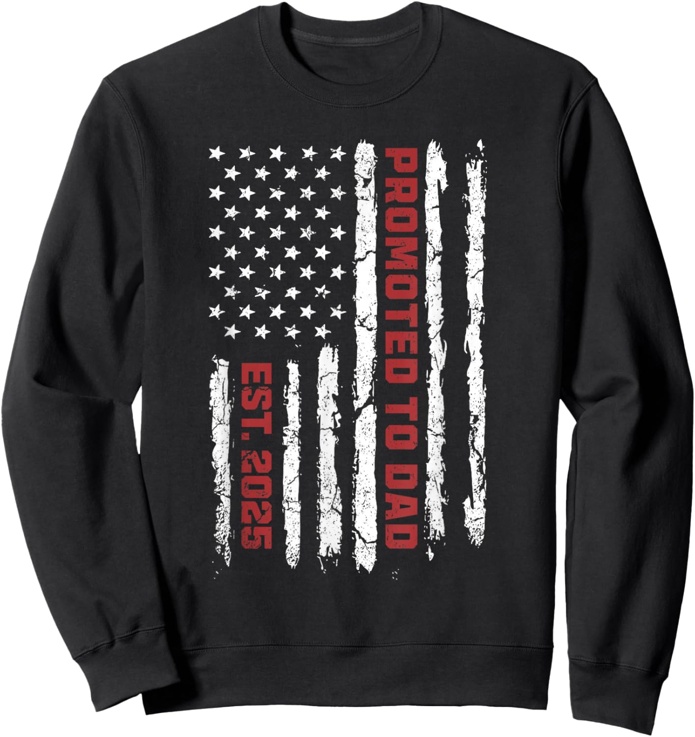 US Flag Promoted To Dad, American Flag Dad, New Dad 2025 Sweatshirt - Sweatshirt | Black