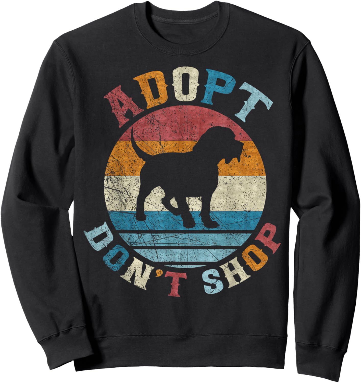 Vintage Retro Adopt Don't Shop, I Love My Beagle Sweatshirt - Sweatshirt | Black