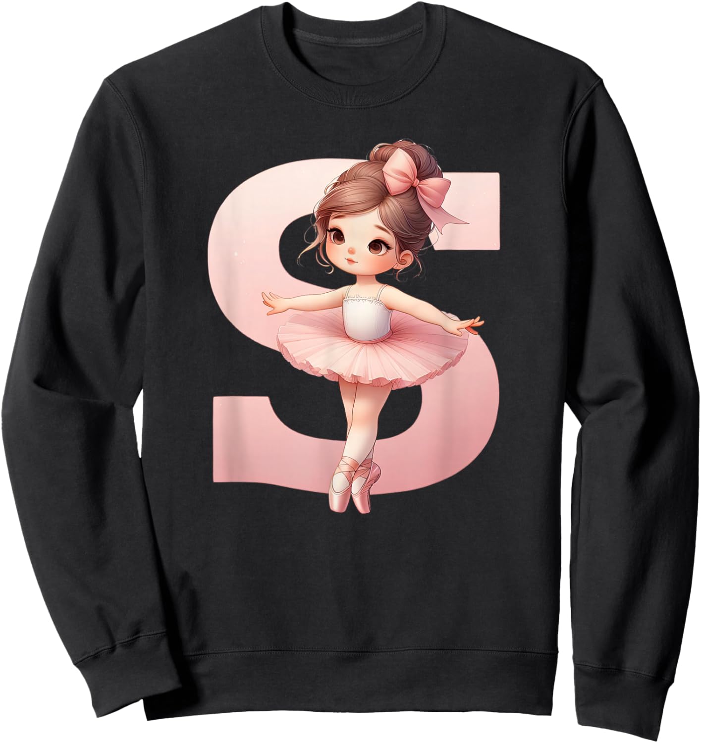 Ballerina Girl Dancing Name First Letter S Girly Tutu Ballet Sweatshirt - Sweatshirt | Black