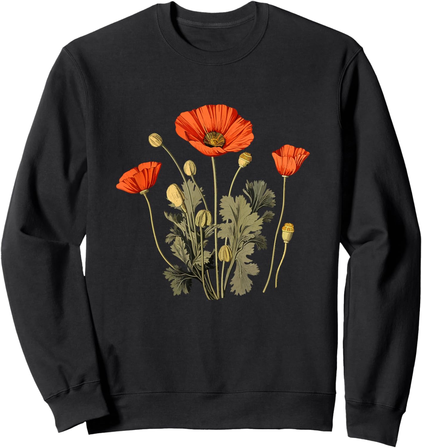 Vintage Kalifornische Mohnblume Blumen Sweatshirt - Sweatshirt | Black