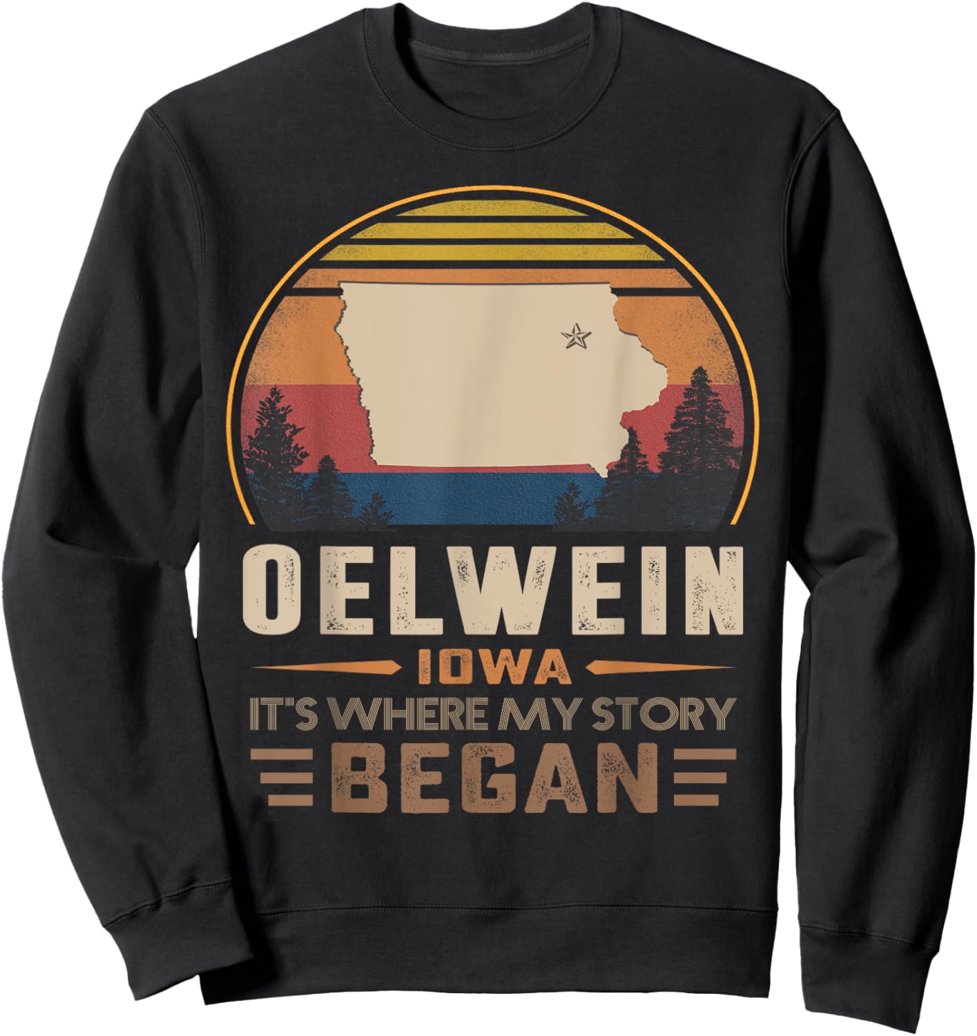 Vintage Oelwein Iowa Hometown My Story Began Sweatshirt - Sweatshirt | Black