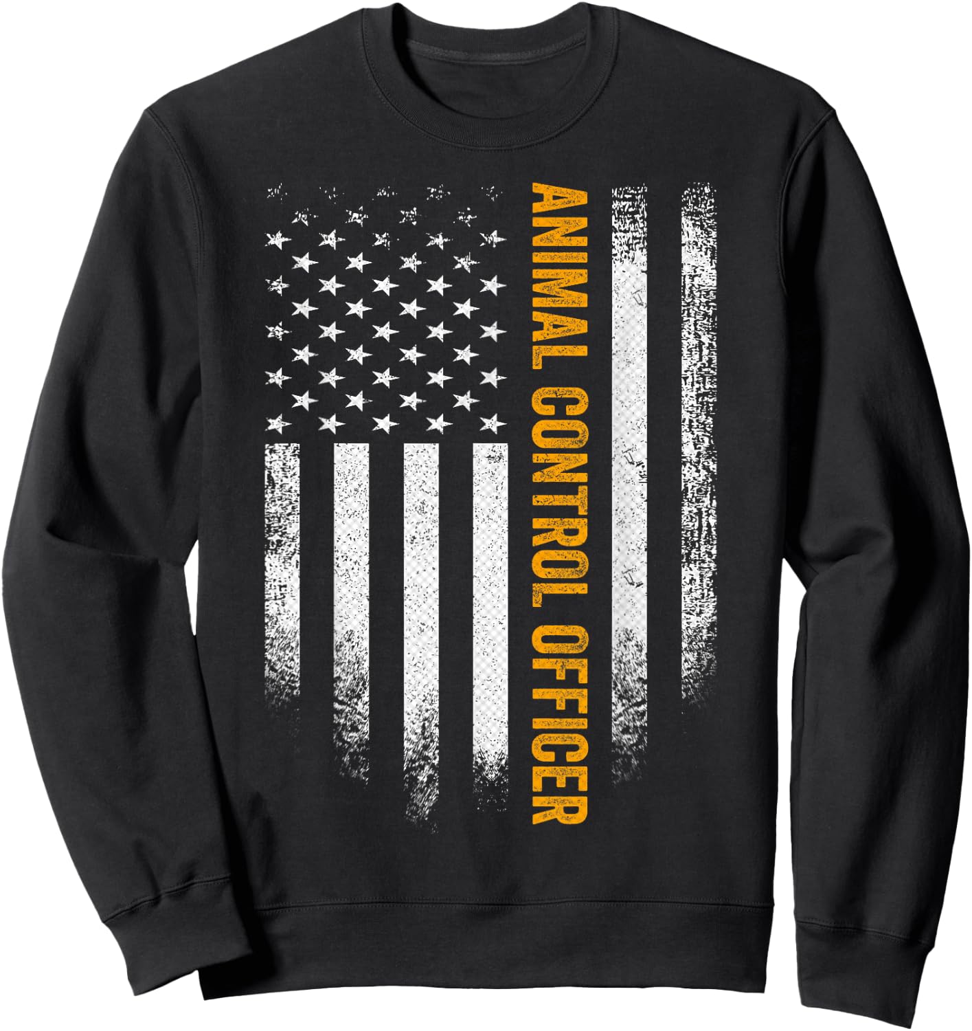 Vintage USA Animal Control Officer American Flag Patriotic Sweatshirt - Sweatshirt | Black
