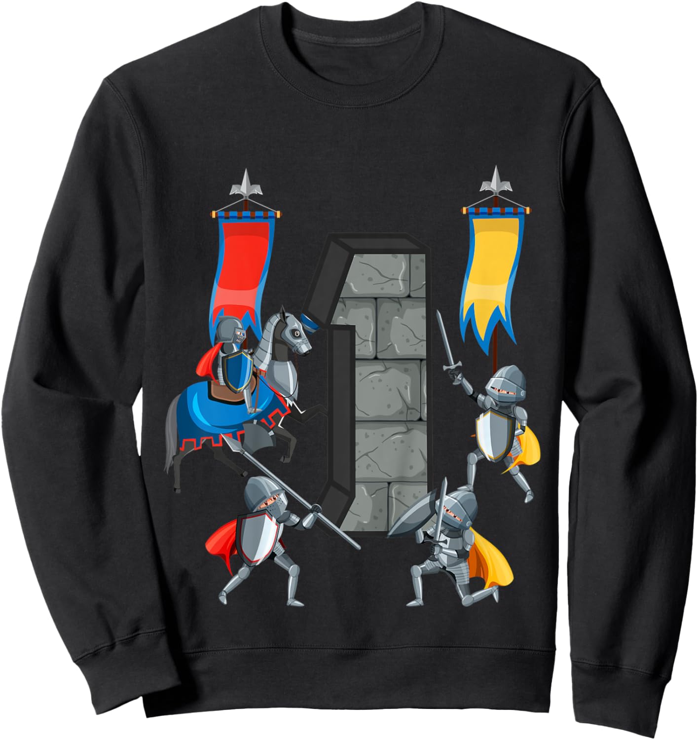 Kids Medieval Knights Middle Ages History Castle 1st Birthday Sweatshirt - Sweatshirt | Black