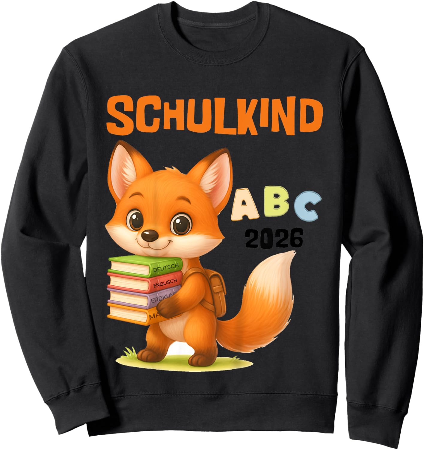 Kinder Schulkind 2026 Fuchs ABC Motiv Einschulung Jungen Sweatshirt - Sweatshirt | Black
