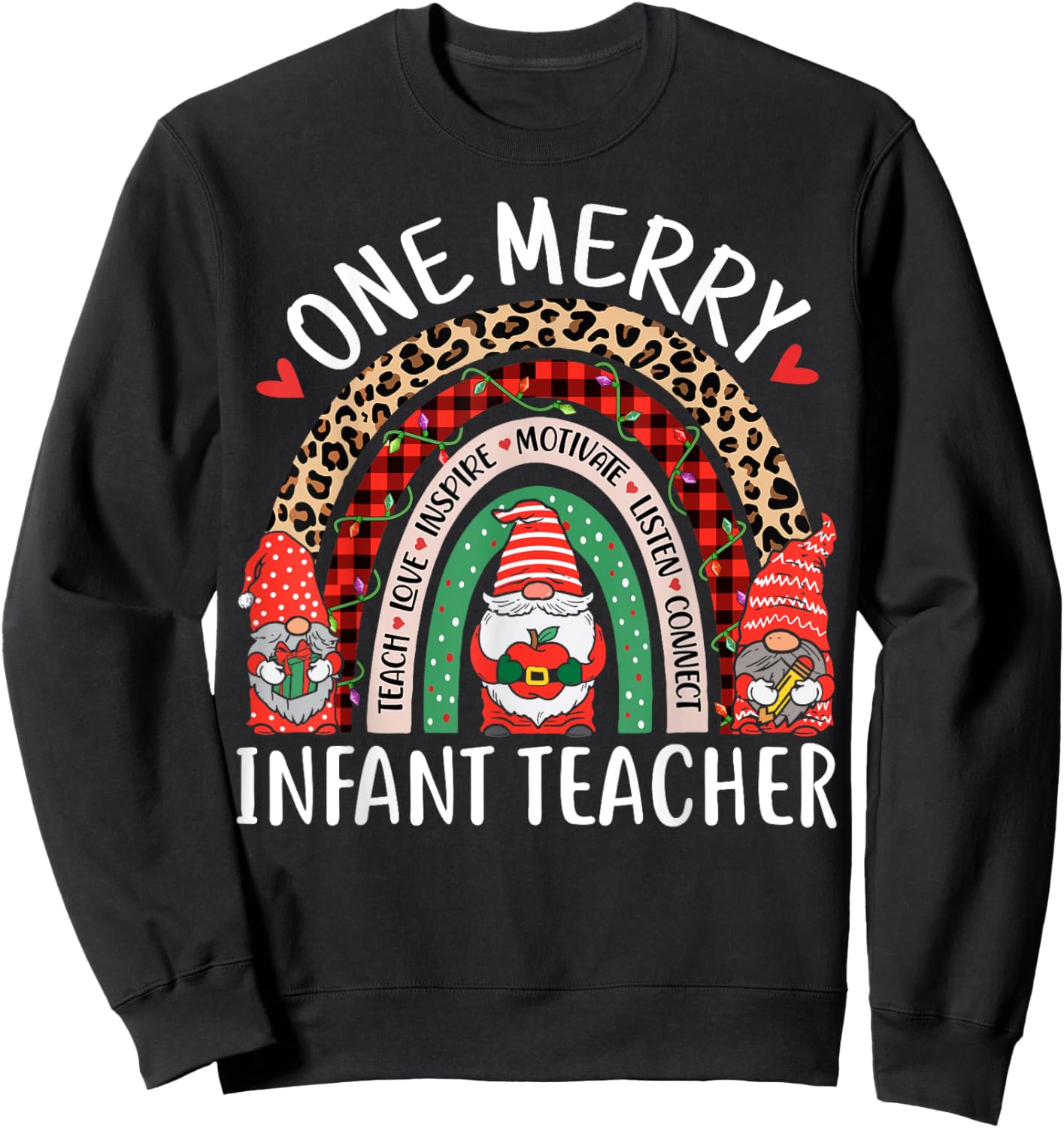 Infant Teacher Funny Gnomes Christmas Daycare Teacher Sweatshirt - Sweatshirt | Black