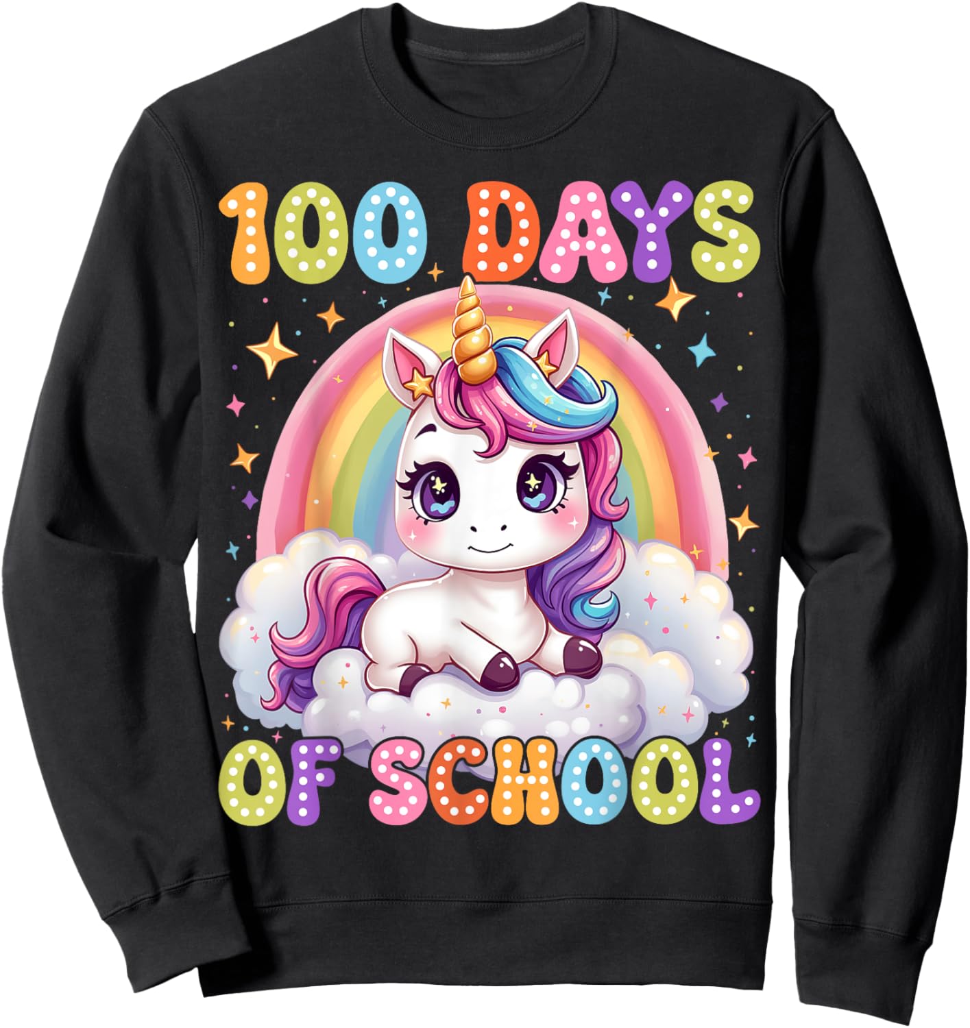 100 Days Of School Unicorn 100th Day Of School Teacher Kids Sweatshirt - Sweatshirt | Black