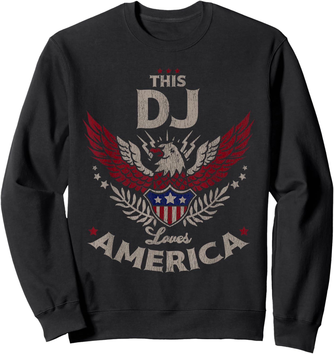 This DJ Loves America USA Patriotic Pride Sweatshirt - Sweatshirt | Black