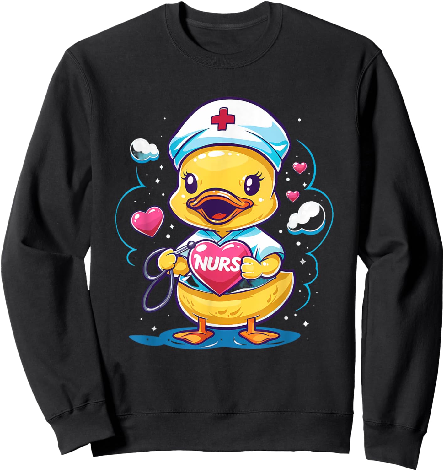 Rubber Duck Nurse Stethoscope Nursing Medical Rubber Duck Sweatshirt - Sweatshirt | Black