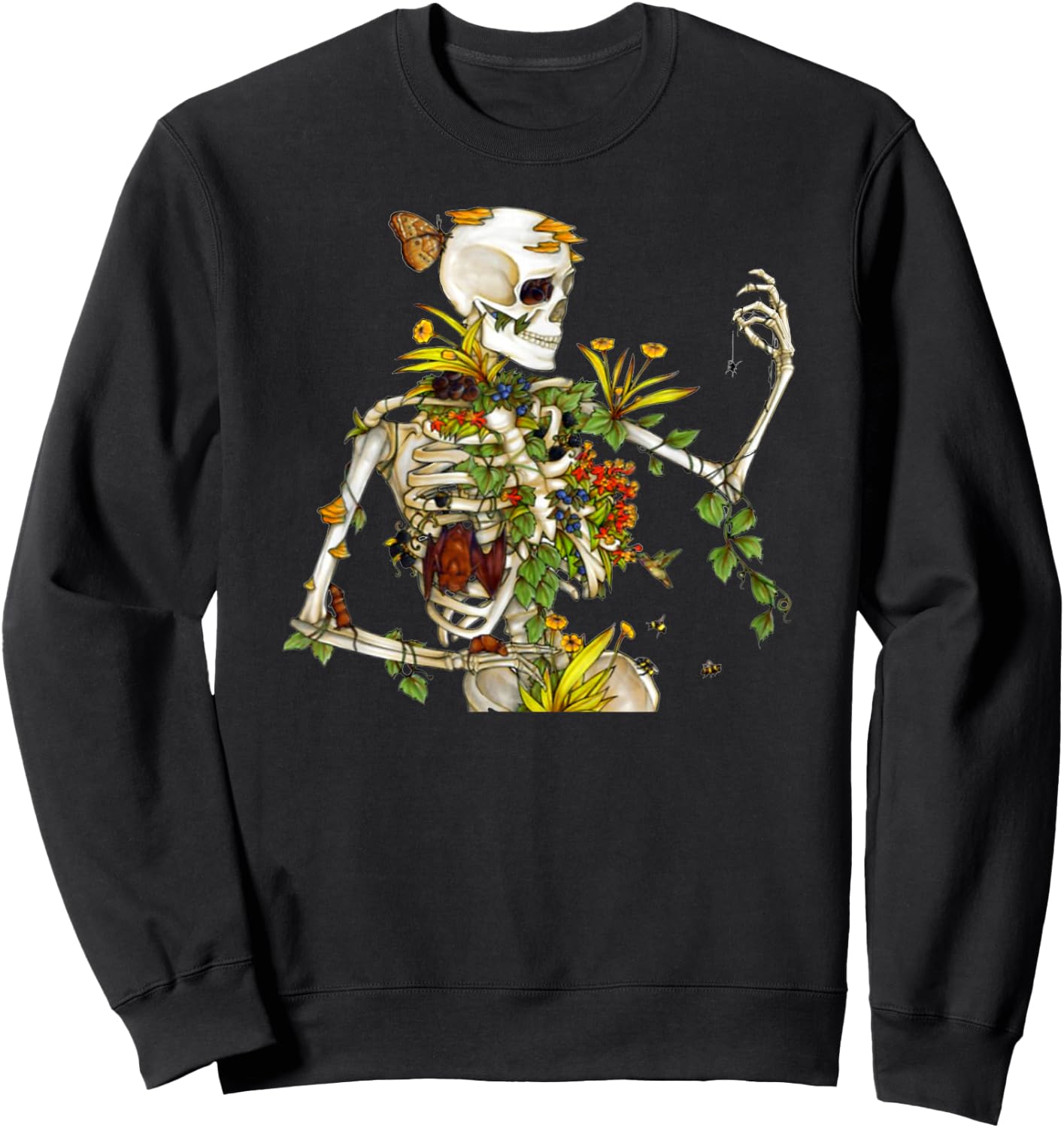 Cool Skeleton Plant Nature Sweatshirt - Sweatshirt | Black