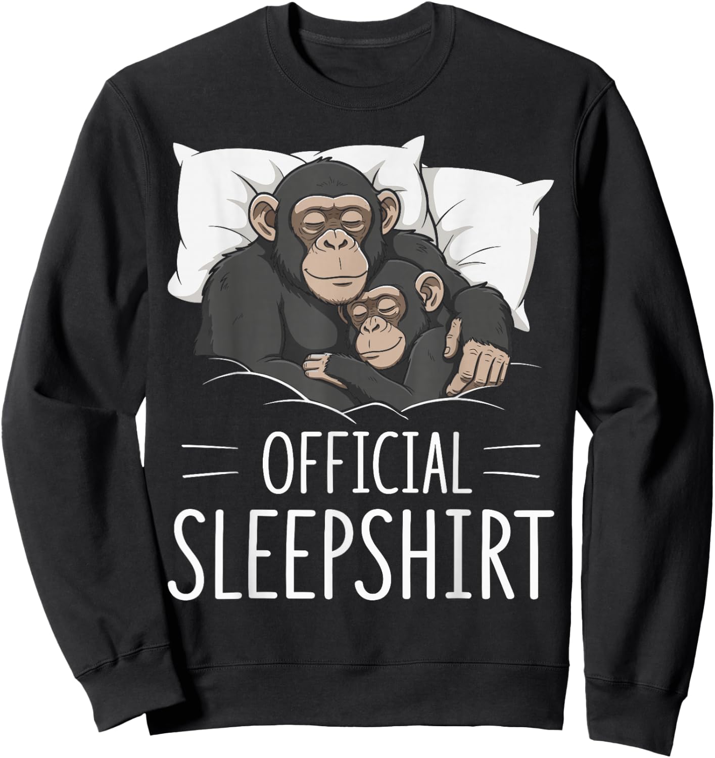 Official Sleepshirt Sleeping Chimpanzee Monkey Lovers Pajama Sweatshirt - Sweatshirt | Black